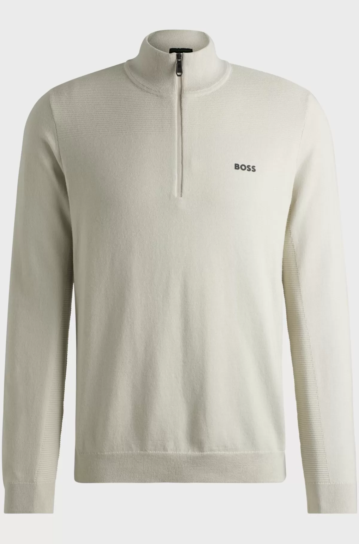 HUGO BOSS Brandet Sweater Med Lynlås I Halsen I Dry-flexstof Naturlig Discount