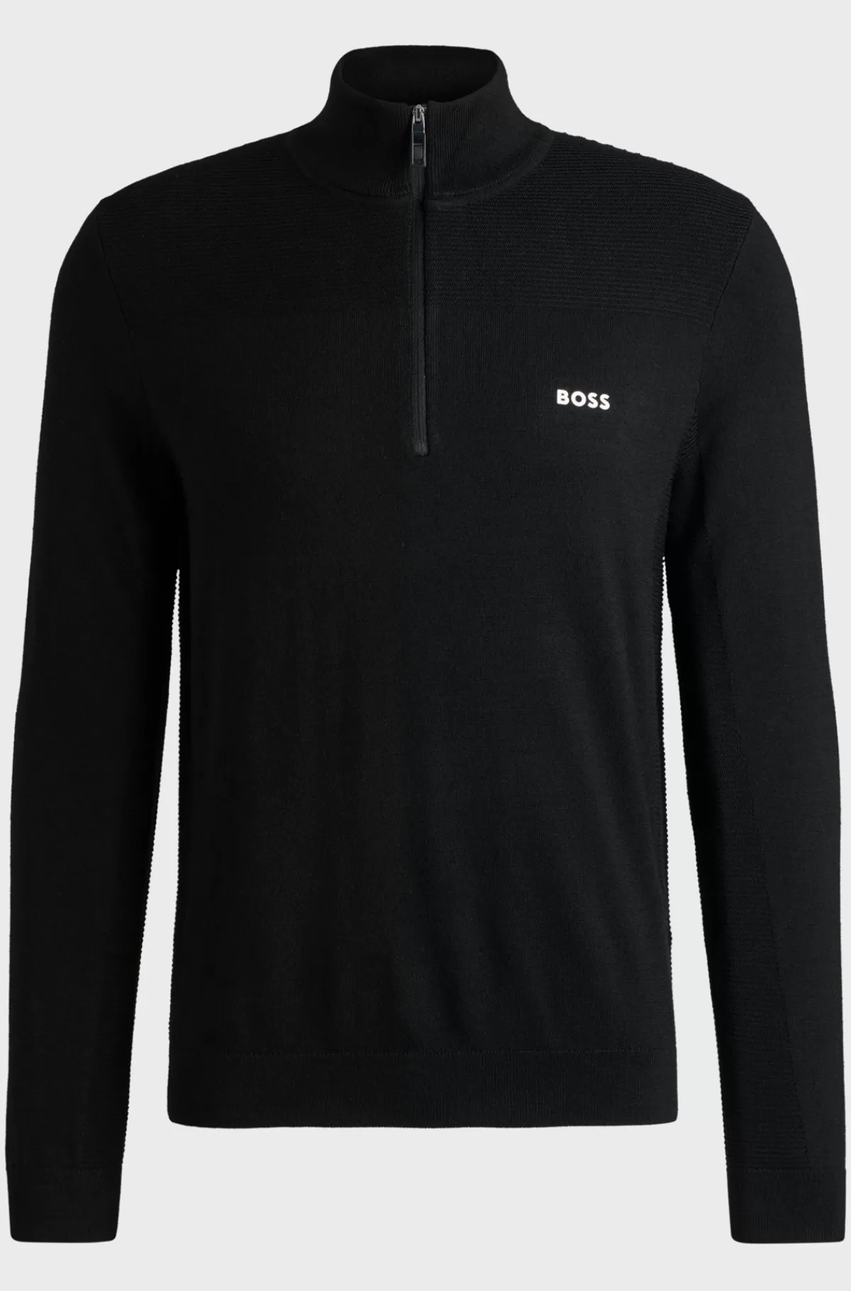 HUGO BOSS Brandet Sweater Med Lynlås I Halsen I Dry-flexstof Sort Best