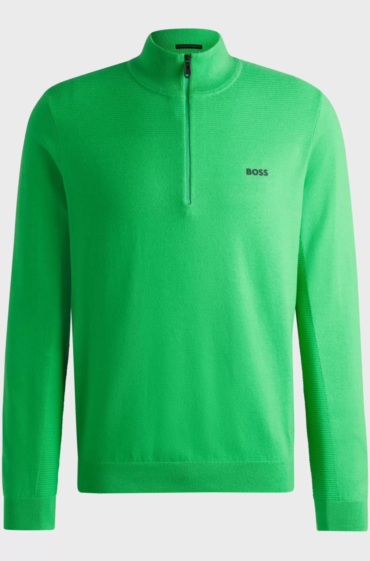 HUGO BOSS Brandet Sweater Med Lynlås I Halsen I Dry-flexstof Grøn Fashion
