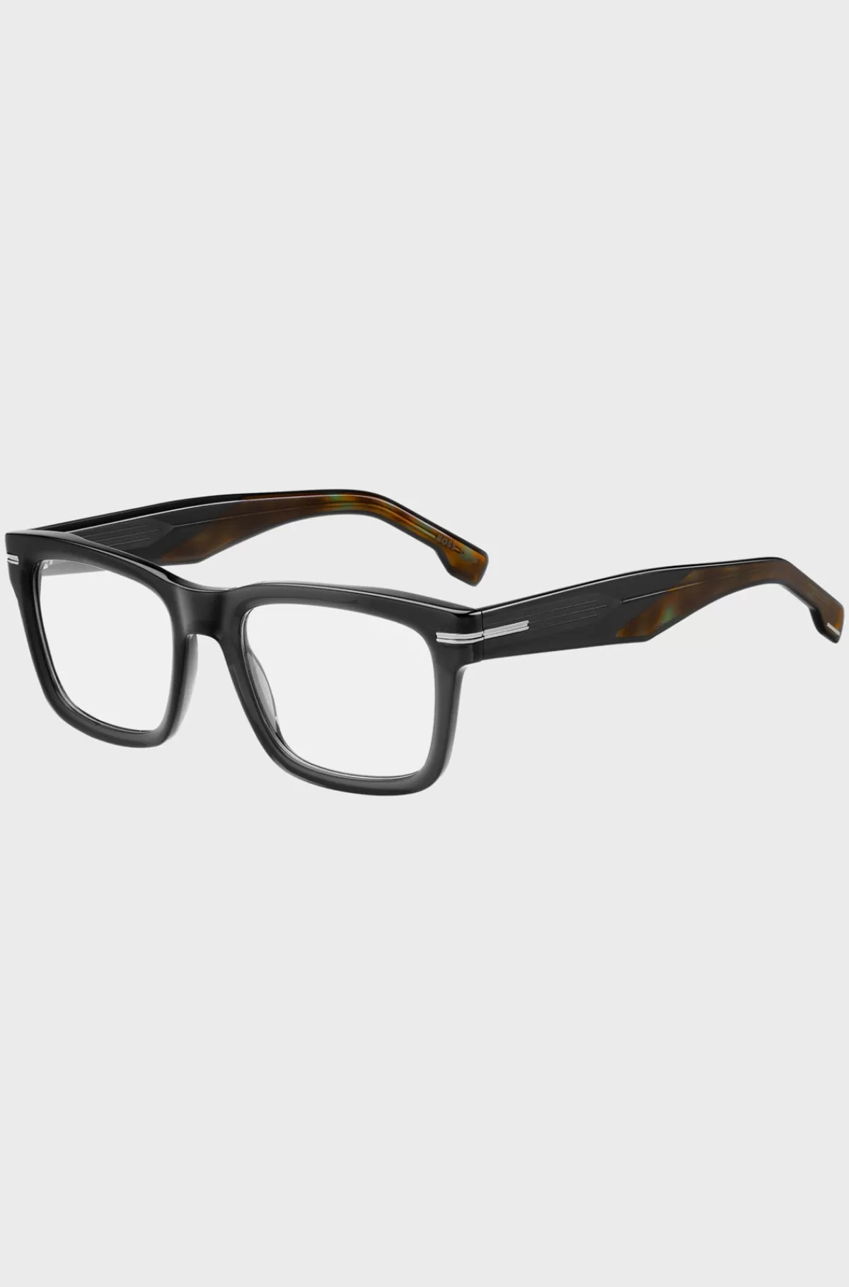HUGO BOSS Briller Med Styrke I Gråt Acetat Med Mønstrede Spidser Sort Store