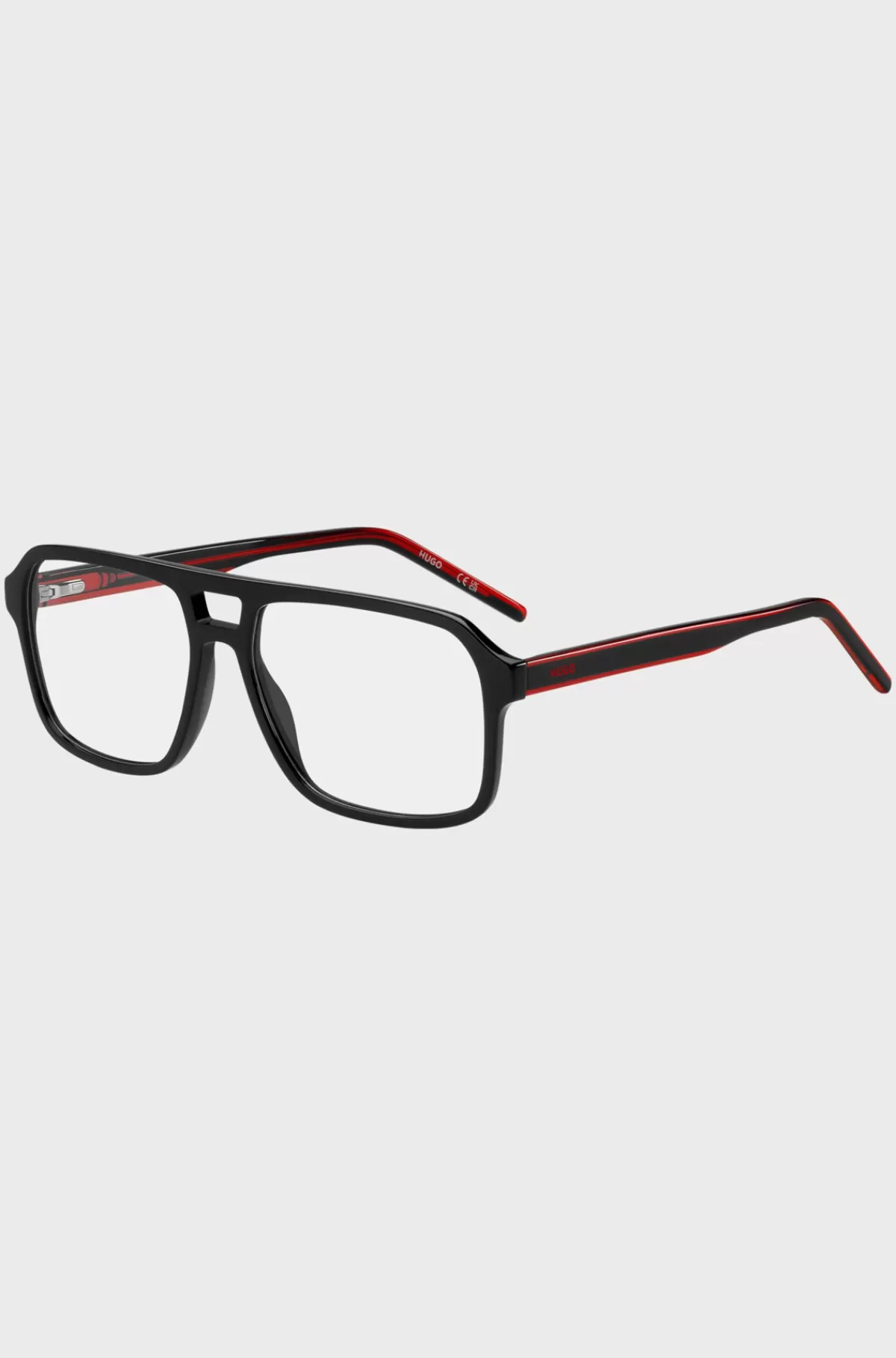 HUGO BOSS Briller Med Styrke I Acetat Med Dobbelt Bro Og Røde Detaljer Sort Online