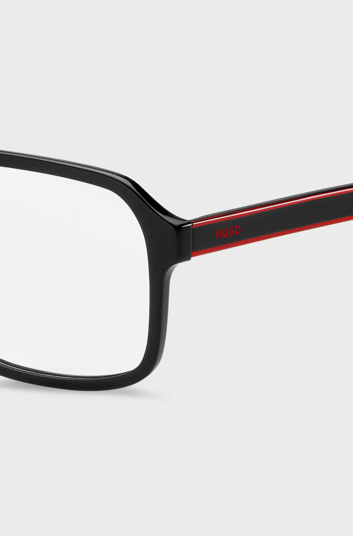 HUGO BOSS Briller Med Styrke I Acetat Med Dobbelt Bro Og Røde Detaljer Sort Online