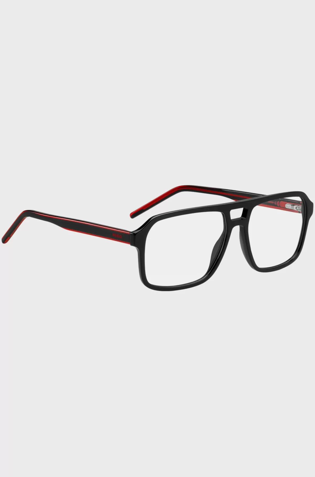 HUGO BOSS Briller Med Styrke I Acetat Med Dobbelt Bro Og Røde Detaljer Sort Online