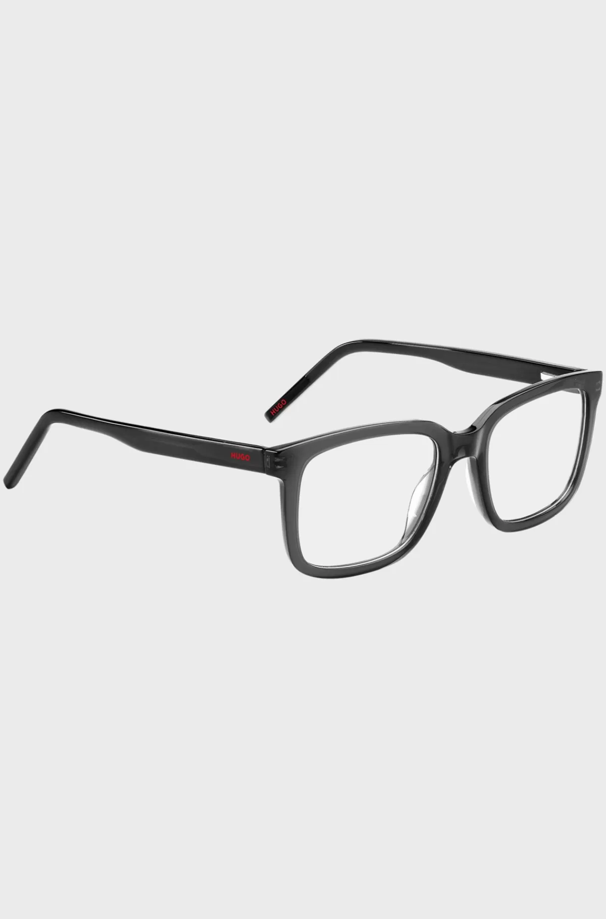 HUGO BOSS Briller Med Styrke I Sort Acetat Med Røde Logoer Grå Best
