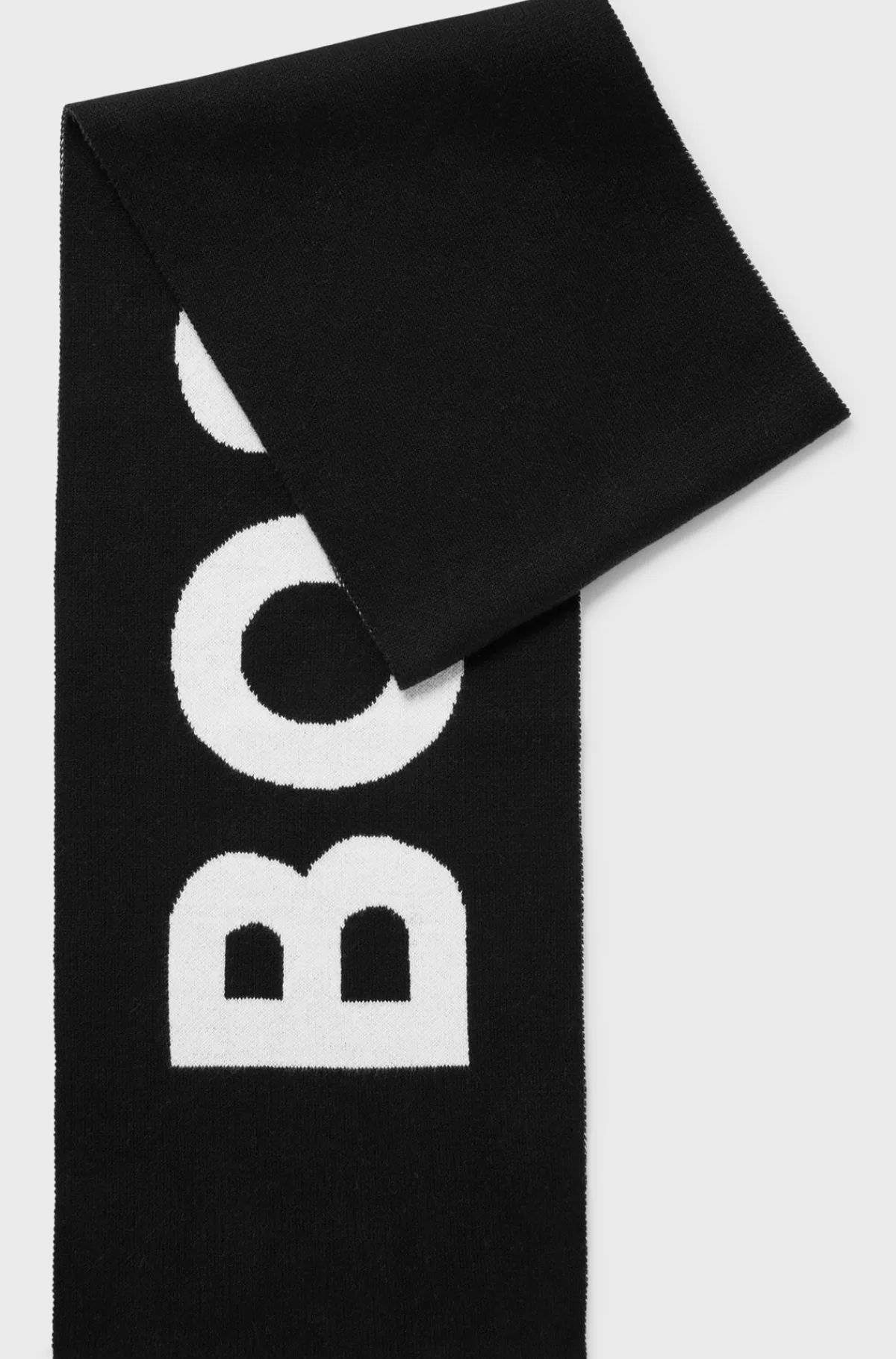 HUGO BOSS Børnehalstørklæde I Strikket Bomuld Med Stort Logo Sort Cheap