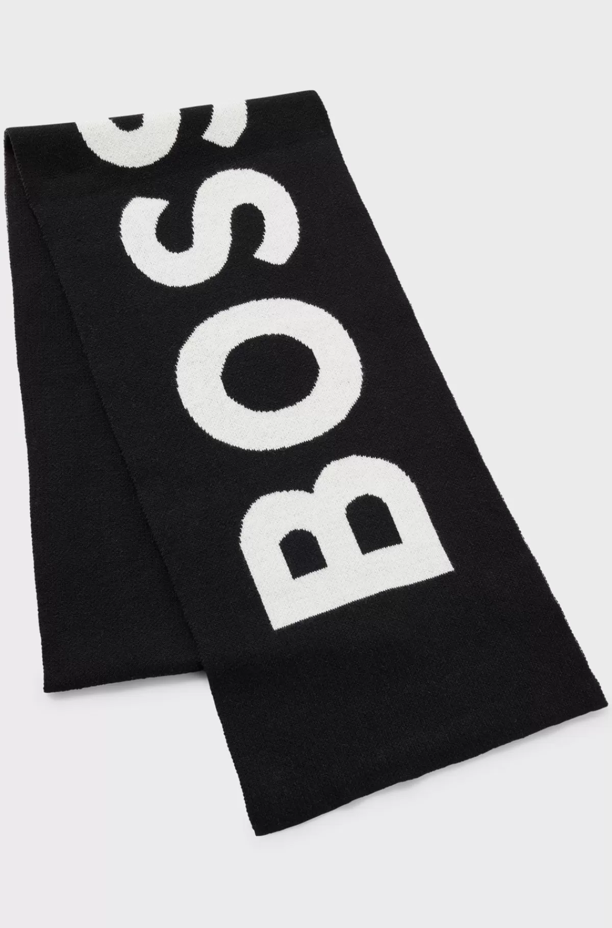 HUGO BOSS Børnehalstørklæde I Strikket Bomuld Med Stort Logo Sort Discount