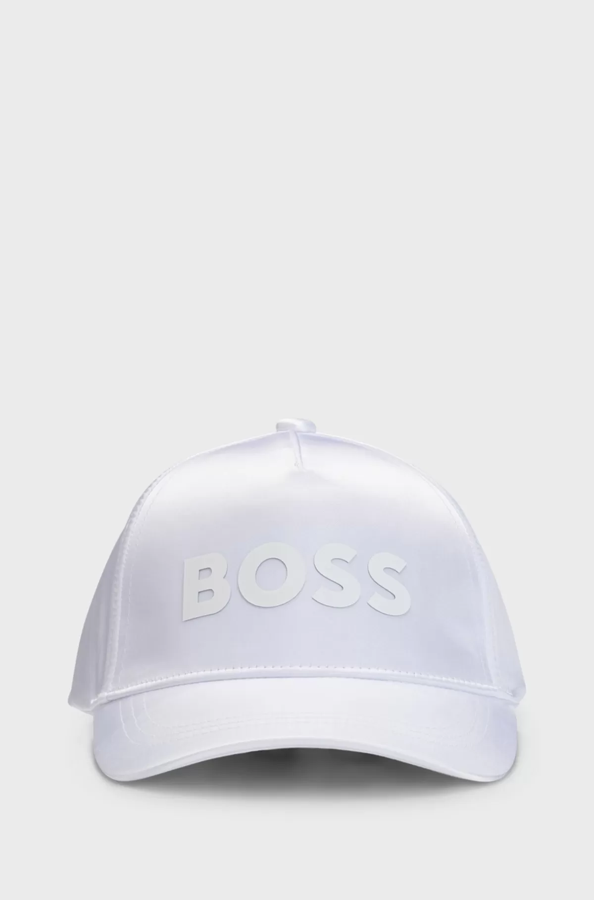 HUGO BOSS Børnekasket I Satin Med Gummiprintet Logo Hvid Store