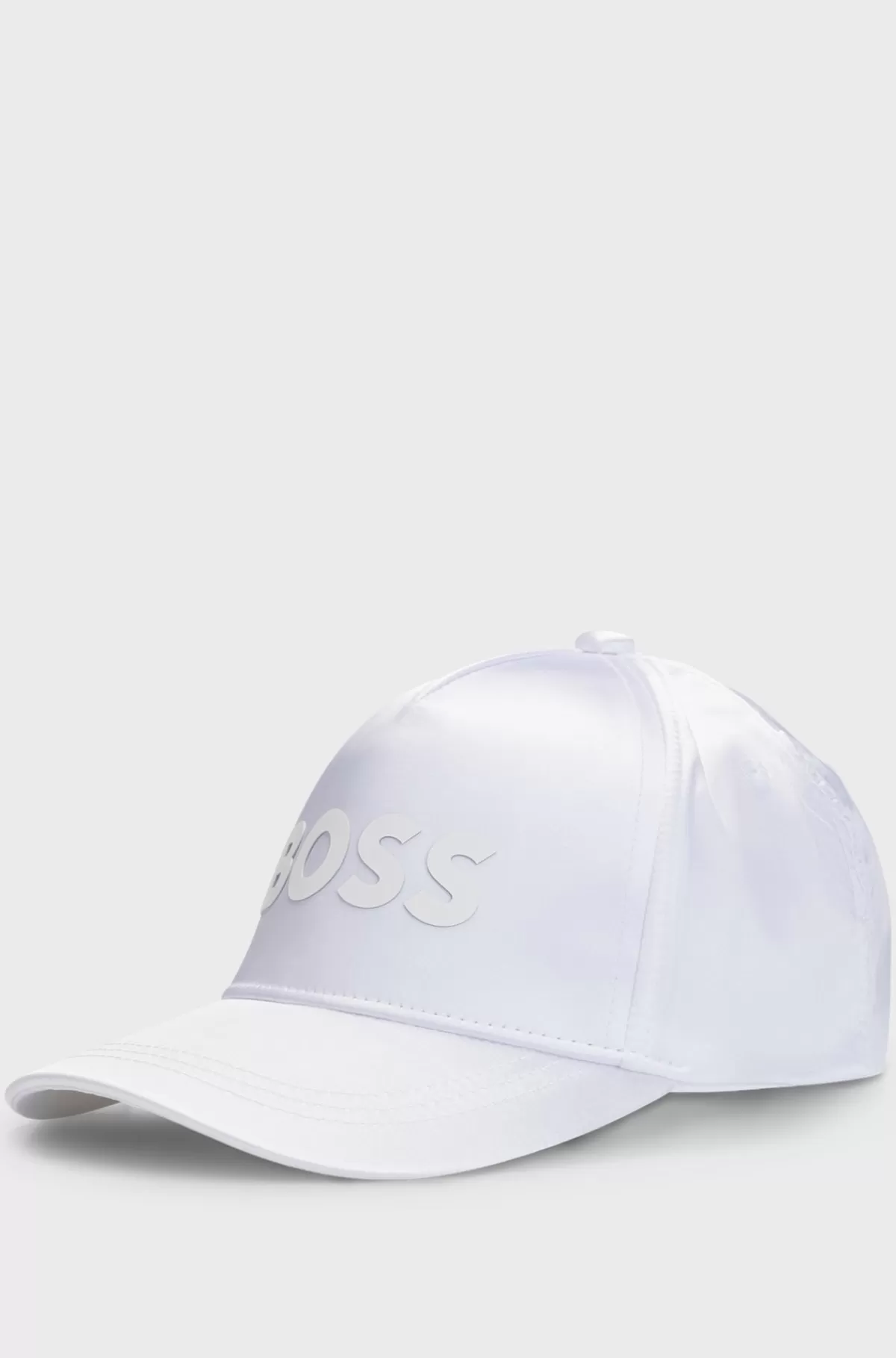 HUGO BOSS Børnekasket I Satin Med Gummiprintet Logo Hvid Store