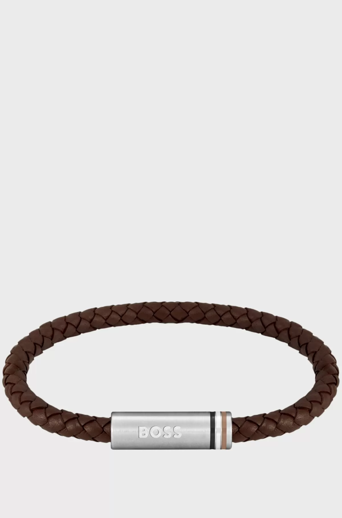 HUGO BOSS Brown Braided-leather Cuff With Magnetic Logo Closure Brun Outlet