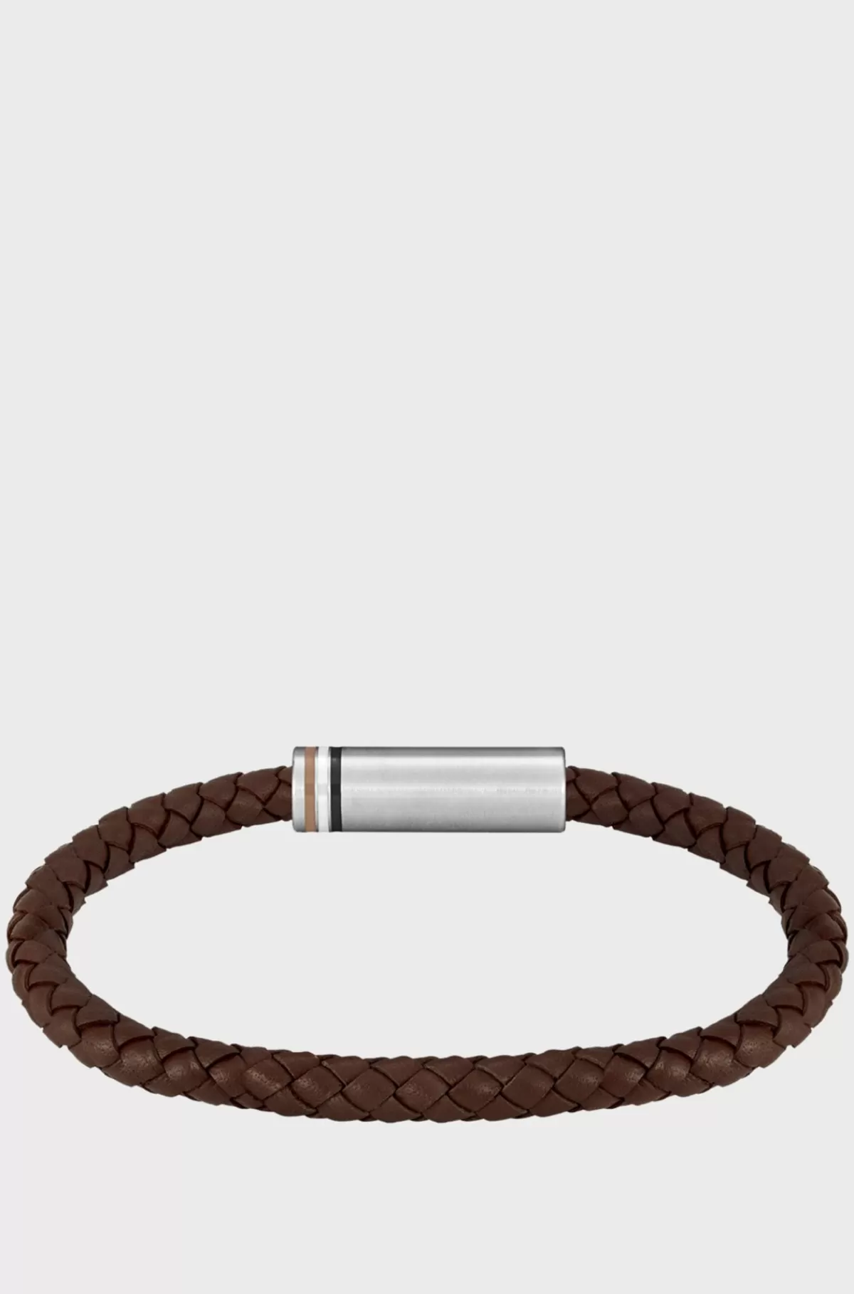 HUGO BOSS Brown Braided-leather Cuff With Magnetic Logo Closure Brun Outlet