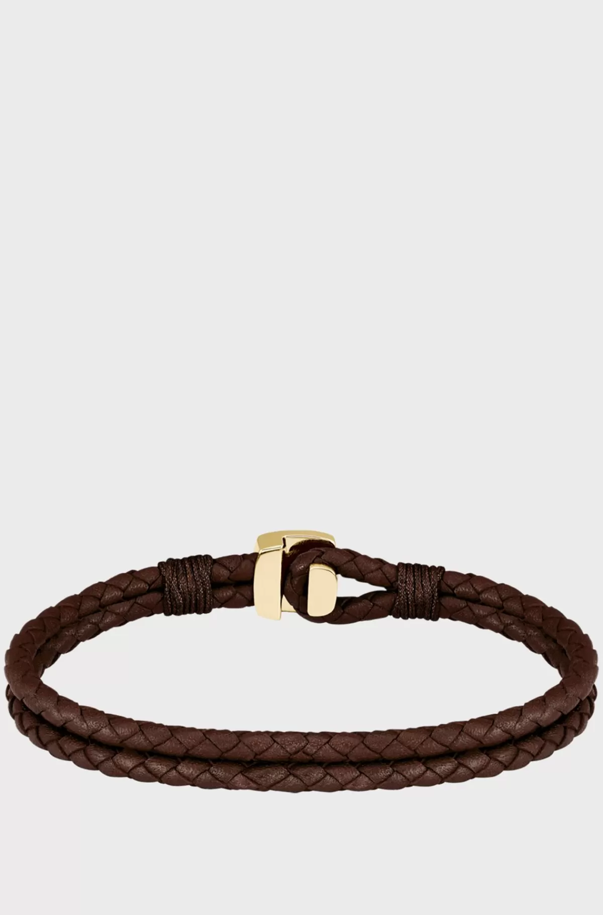 HUGO BOSS t Armbånd Af Flettet Læder Med Guldfarvet Lås Brun Store