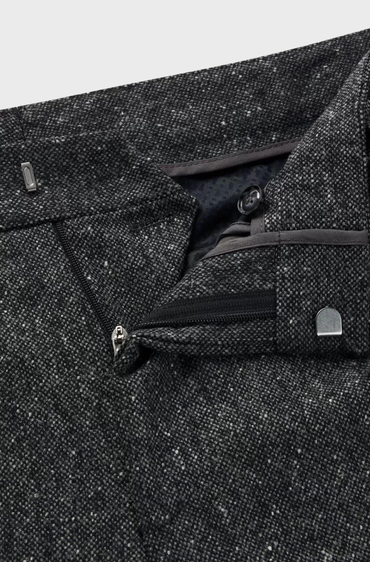 HUGO BOSS Bukser I En Mønstret Uldblanding Fra BOSS SELECTED BY BECKHAM Mørkegrå Store