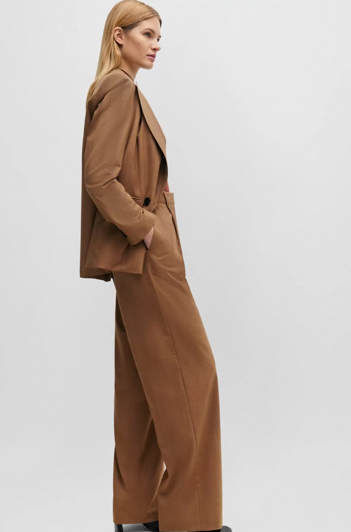 HUGO BOSS Bukser I Regular Fit I Ternet Ny Uld Og Silke Brun Best