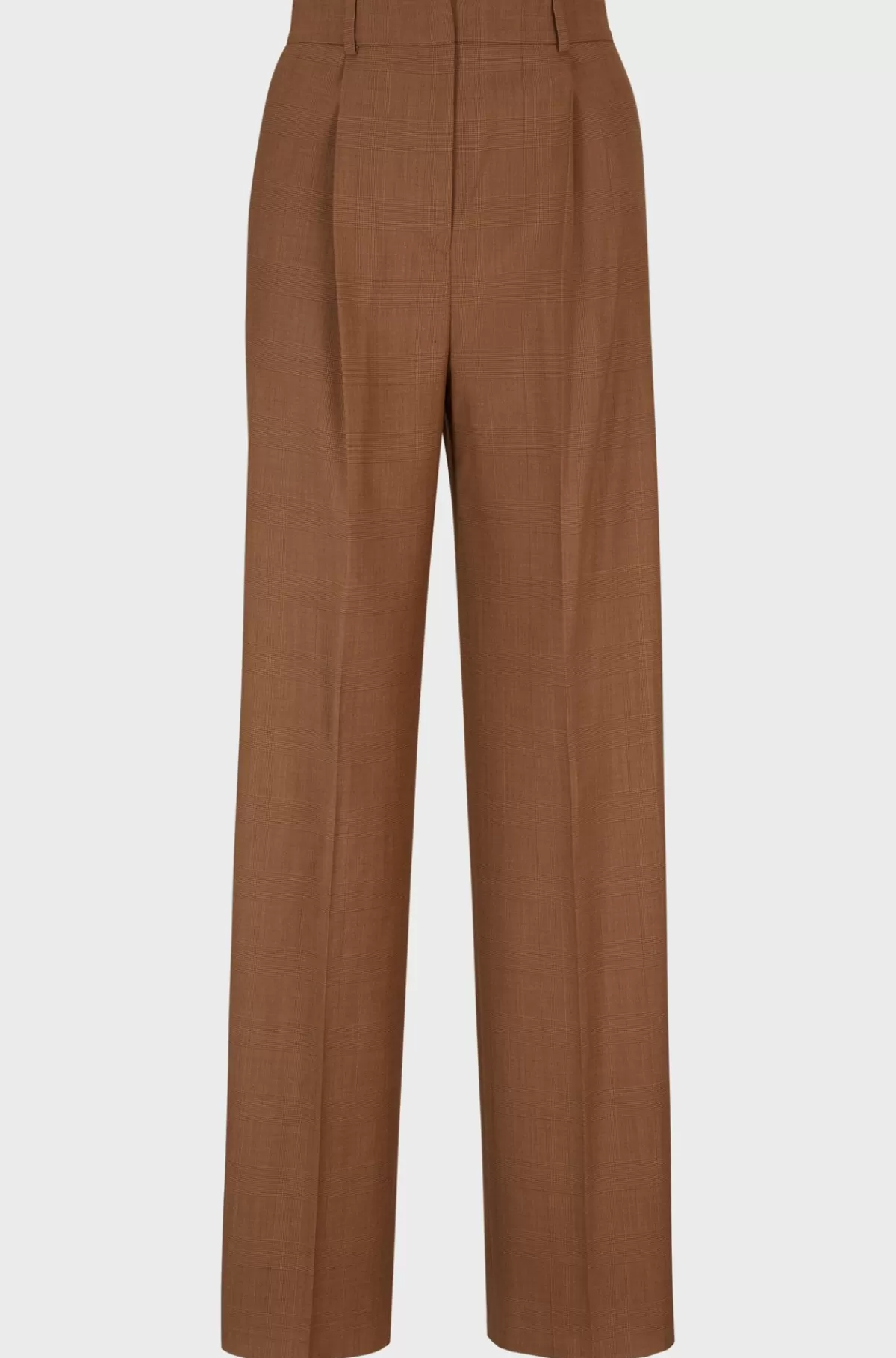 HUGO BOSS Bukser I Regular Fit I Ternet Ny Uld Og Silke Brun Best