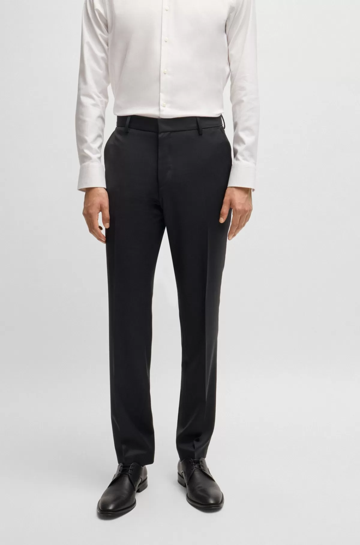 HUGO BOSS Bukser I Serge Af Ny Uld Med Regular Fit Sort Hot