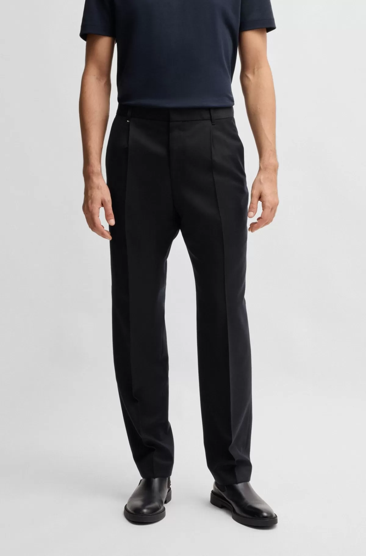 HUGO BOSS Bukser I Uld Med Stræk Fra BOSS SELECTED BY BECKHAM Mørkeblå Discount