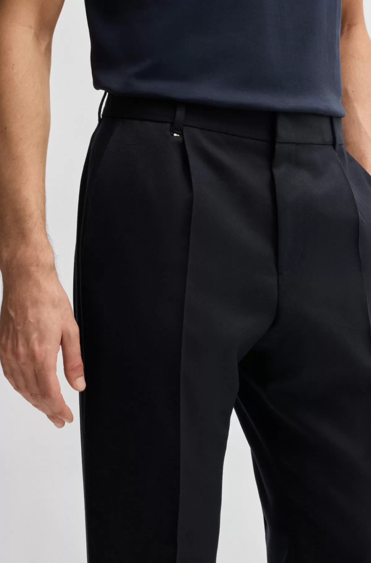 HUGO BOSS Bukser I Uld Med Stræk Fra BOSS SELECTED BY BECKHAM Mørkeblå Discount