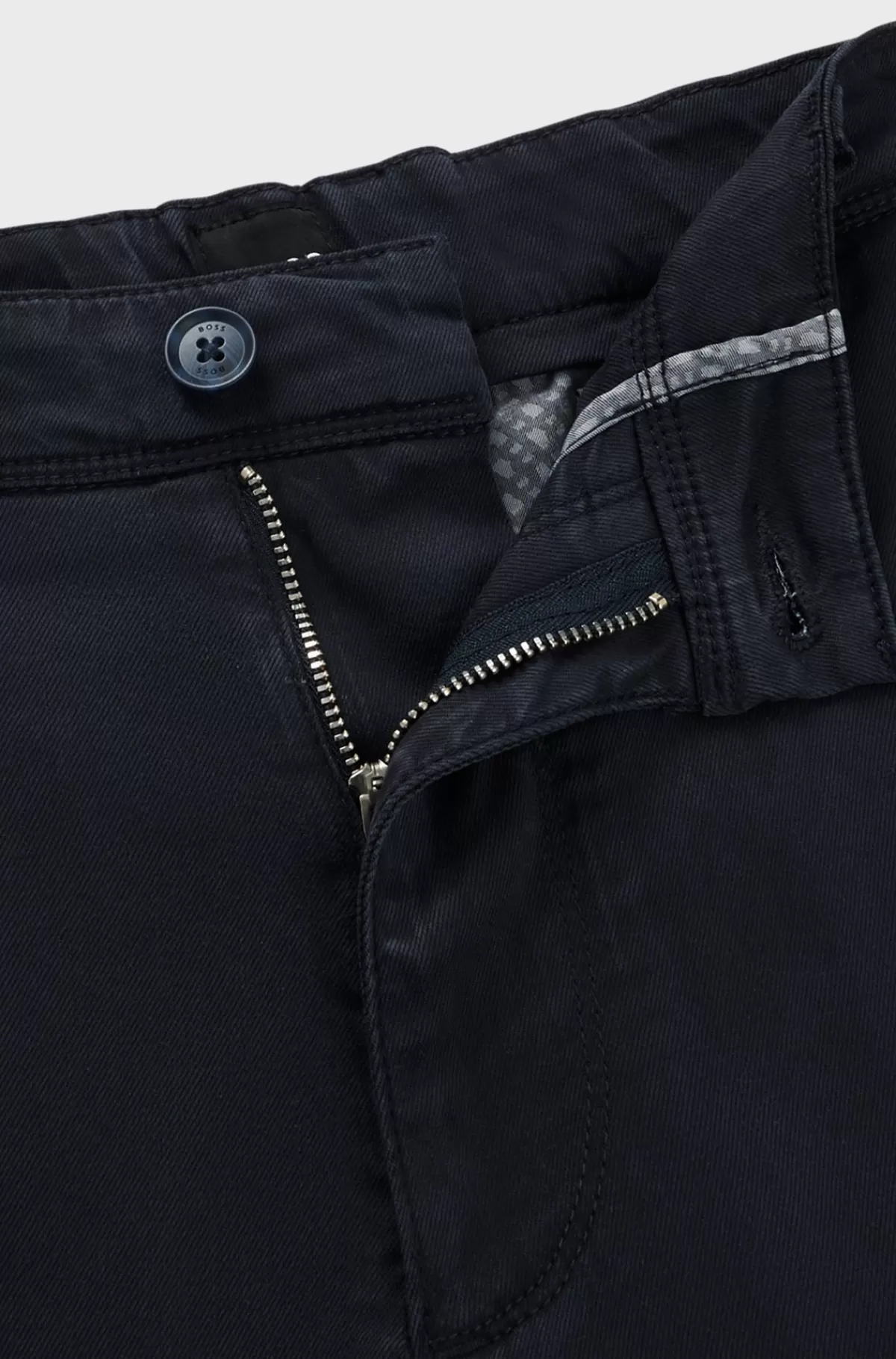 HUGO BOSS Bukser Med Almindelig Talje Og Tapered Fit I Twill Med Stræk Mørkeblå Outlet