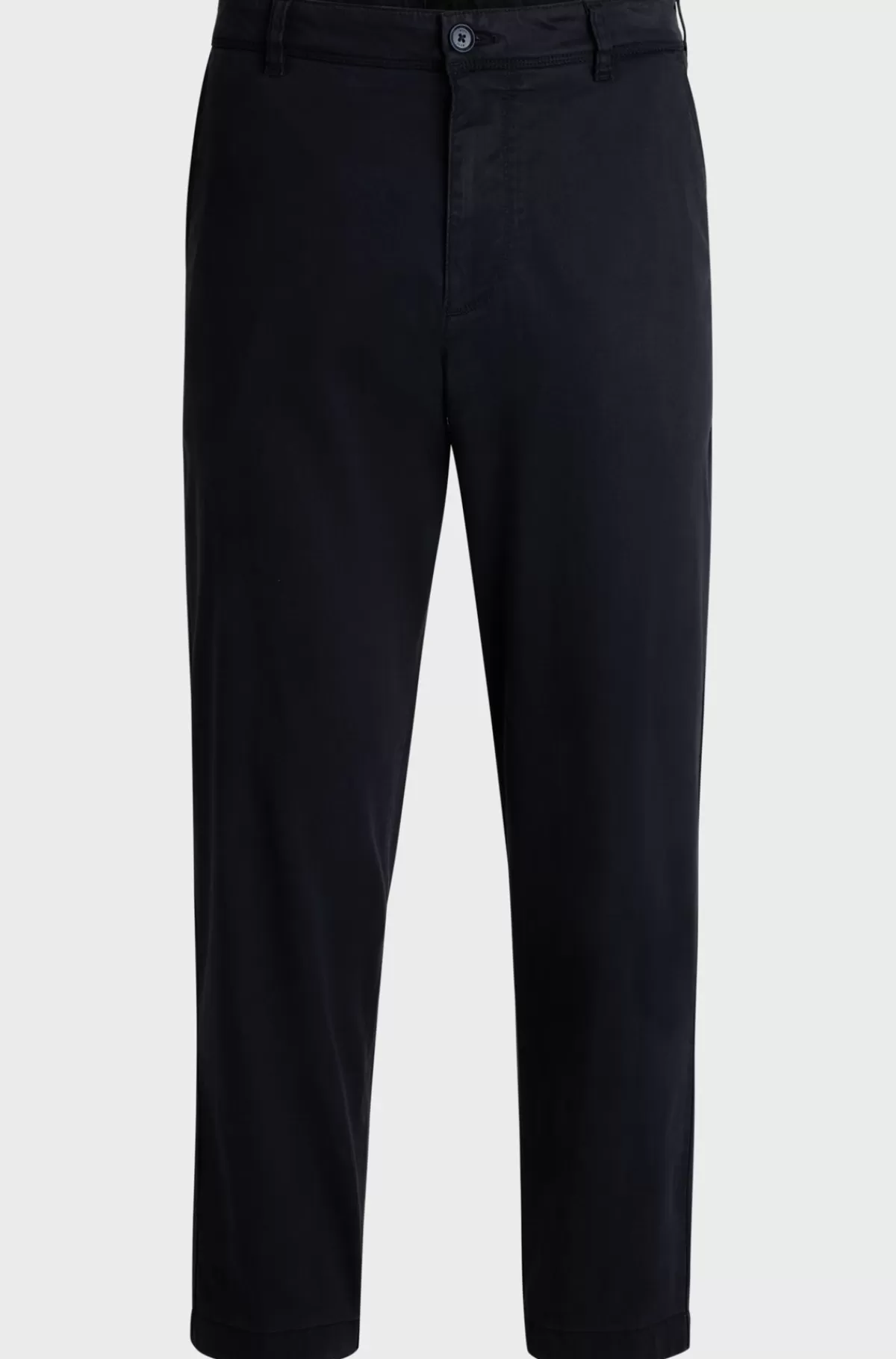 HUGO BOSS Bukser Med Almindelig Talje Og Tapered Fit I Twill Med Stræk Mørkeblå Outlet