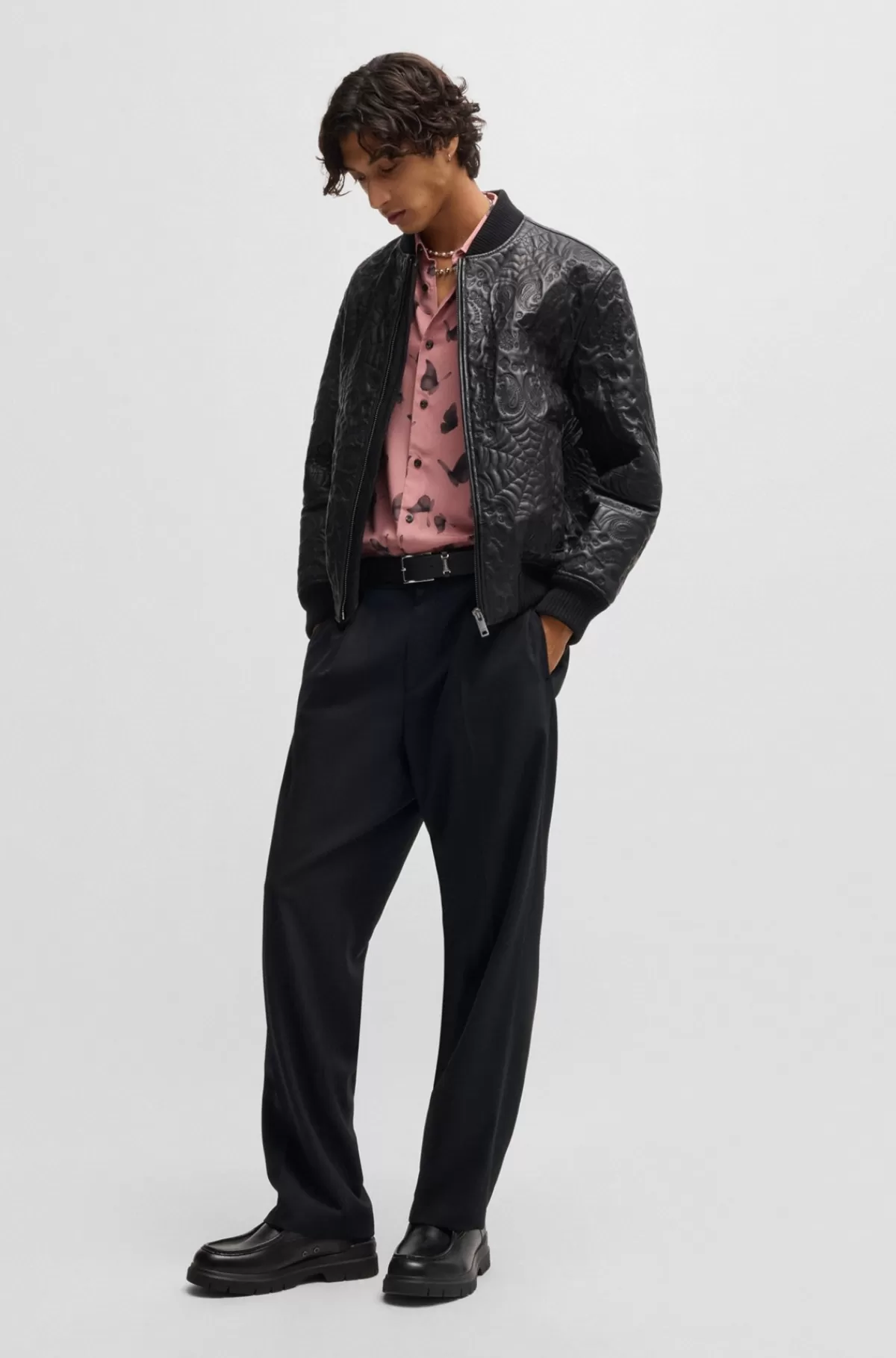 HUGO BOSS Bukser Med Et Moderne Fit I Twill Med Stræk Og Pressefold Foran Sort Cheap