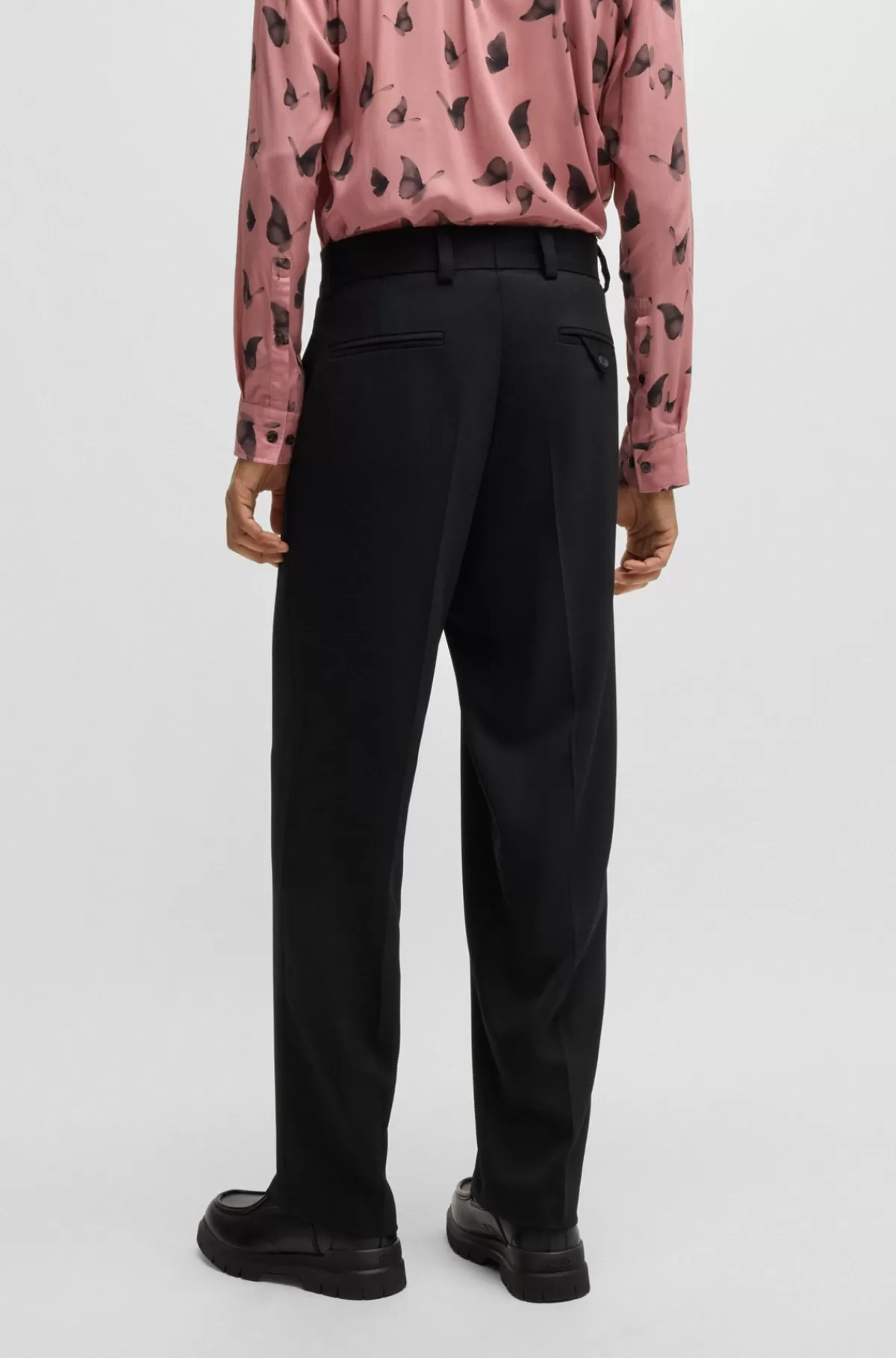HUGO BOSS Bukser Med Et Moderne Fit I Twill Med Stræk Og Pressefold Foran Sort Cheap