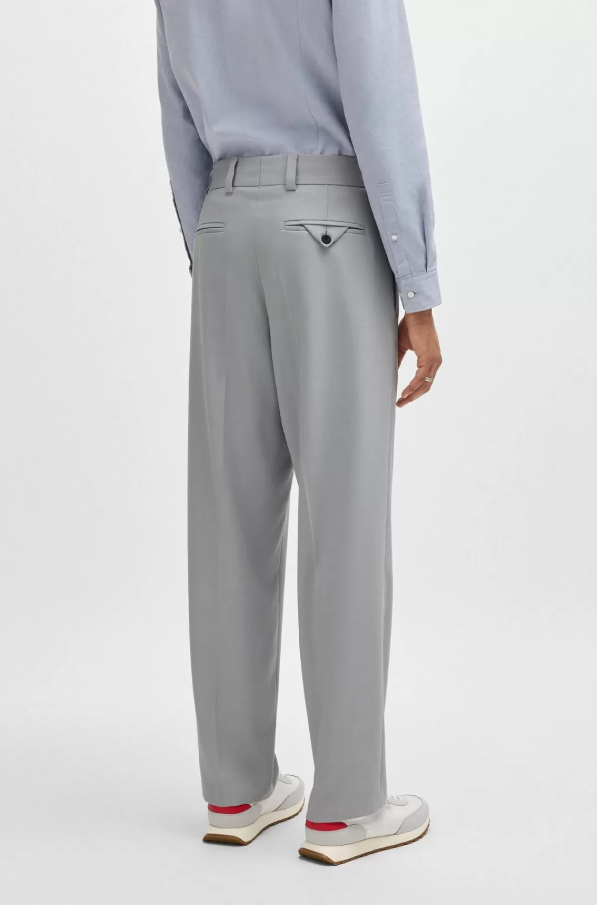 HUGO BOSS Bukser Med Et Moderne Fit I Twill Med Stræk Og Pressefold Foran Lysegrå Cheap