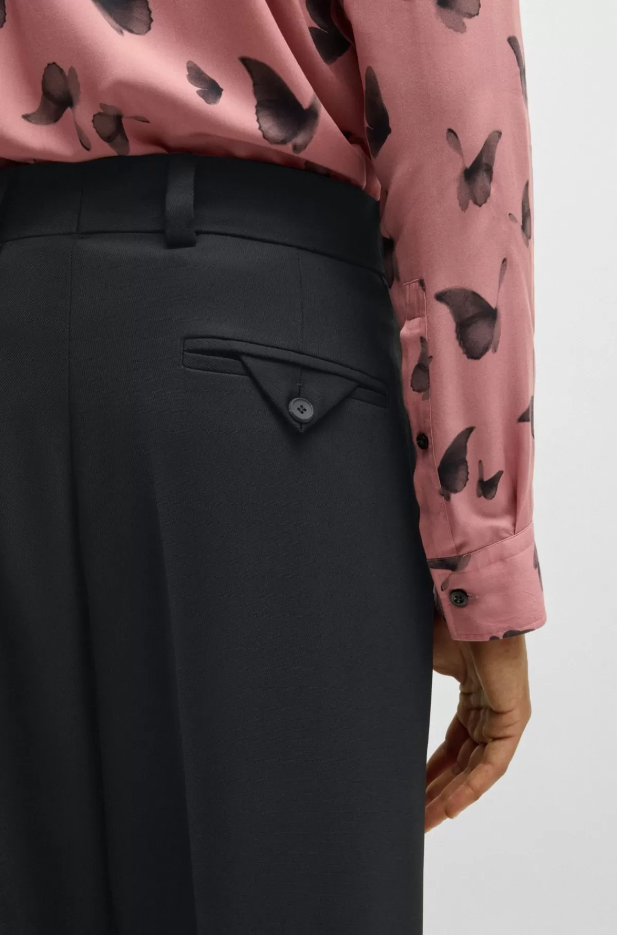 HUGO BOSS Bukser Med Et Moderne Fit I Twill Med Stræk Og Pressefold Foran Sort Cheap