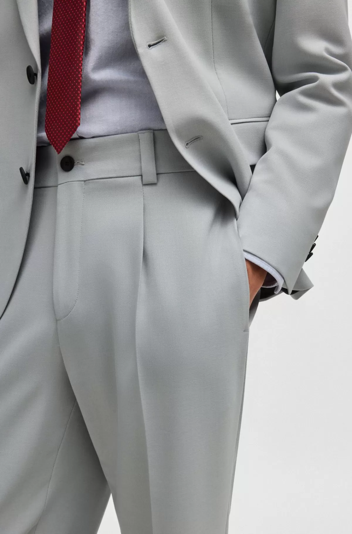 HUGO BOSS Bukser Med Et Moderne Fit I Twill Med Stræk Og Pressefold Foran Lysegrå Cheap