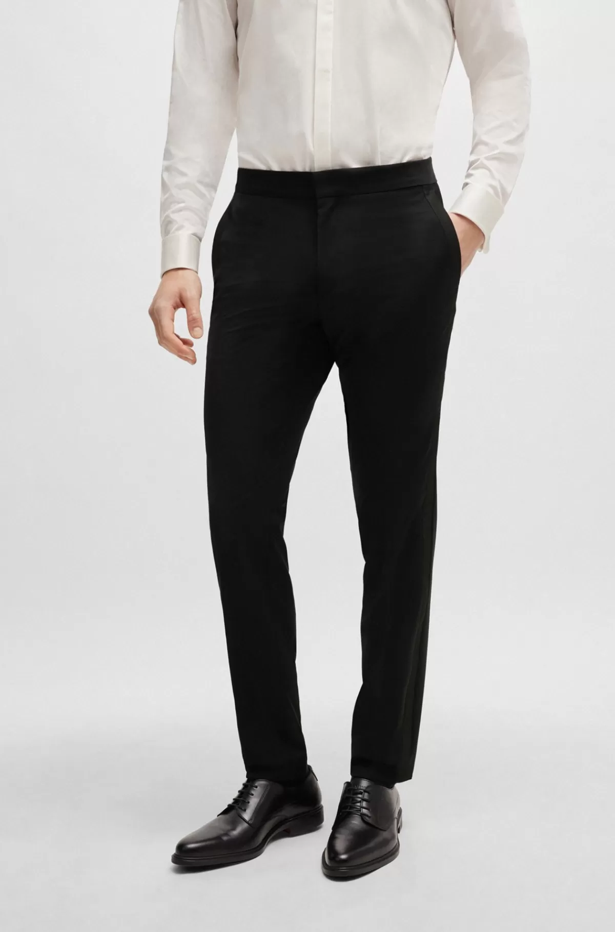 HUGO BOSS Bukser Med Extra Slim Fit I En Uldblanding Med Stræk Sort Hot