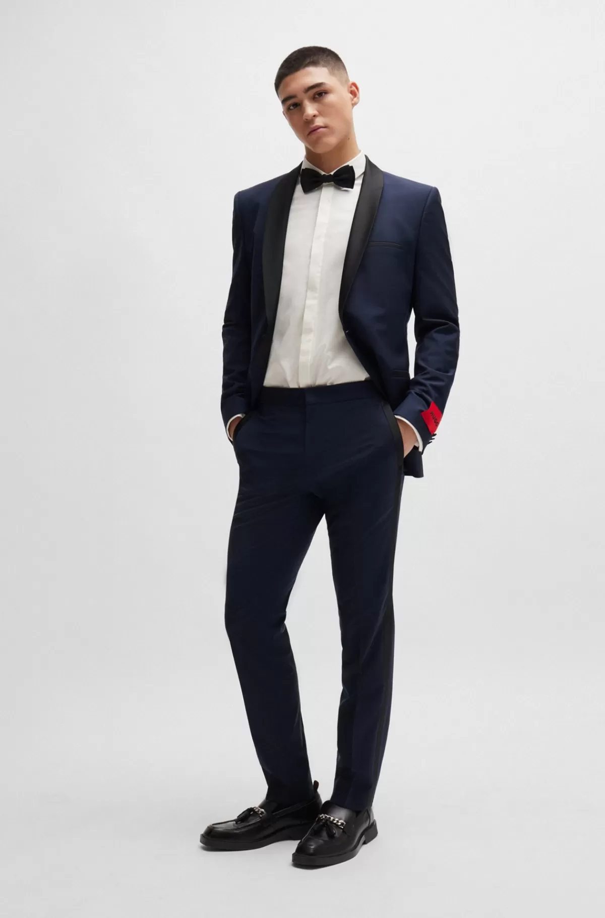 HUGO BOSS Bukser Med Extra Slim Fit I En Uldblanding Med Stræk Mørkeblå New