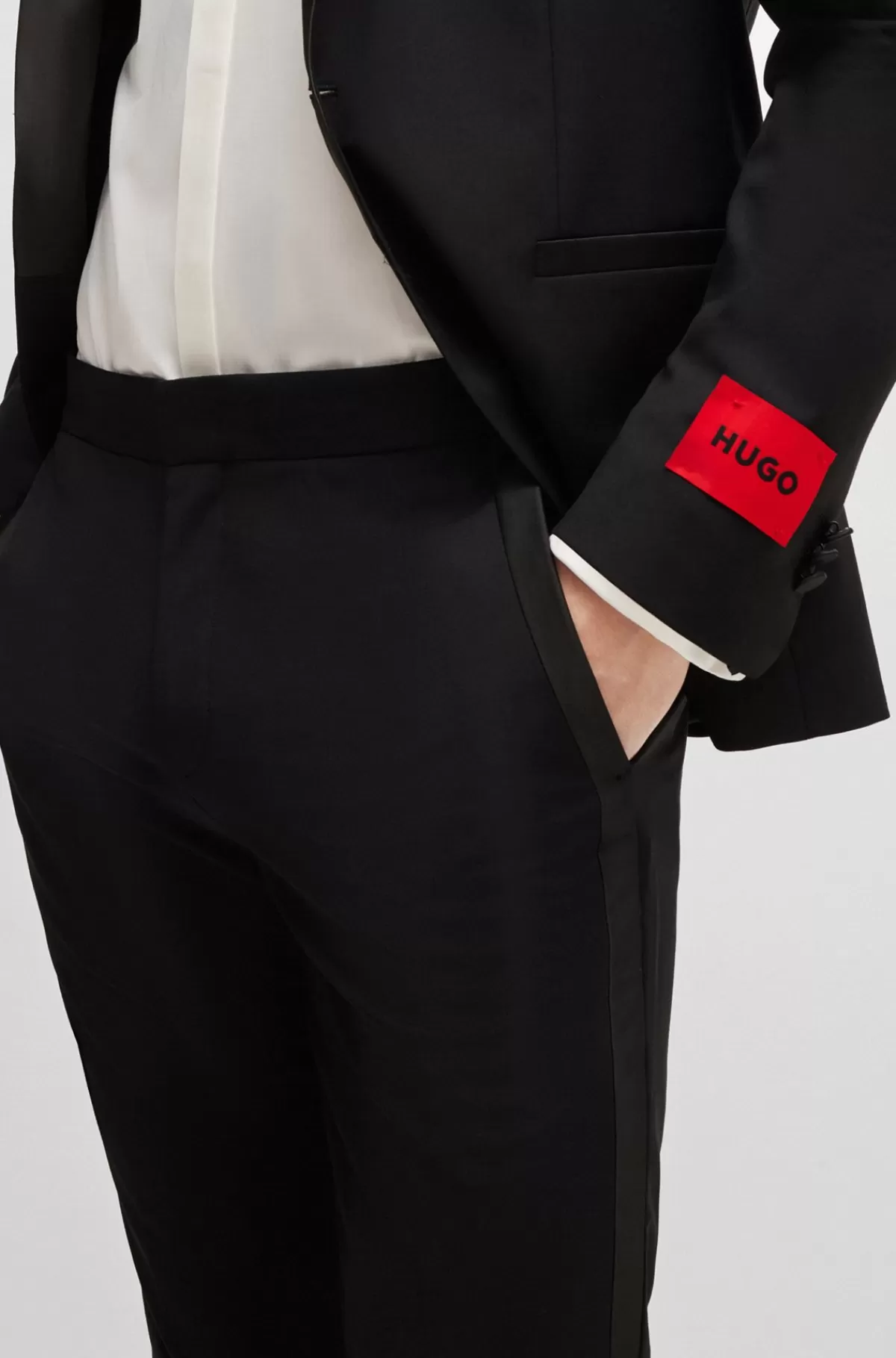 HUGO BOSS Bukser Med Extra Slim Fit I En Uldblanding Med Stræk Sort Hot