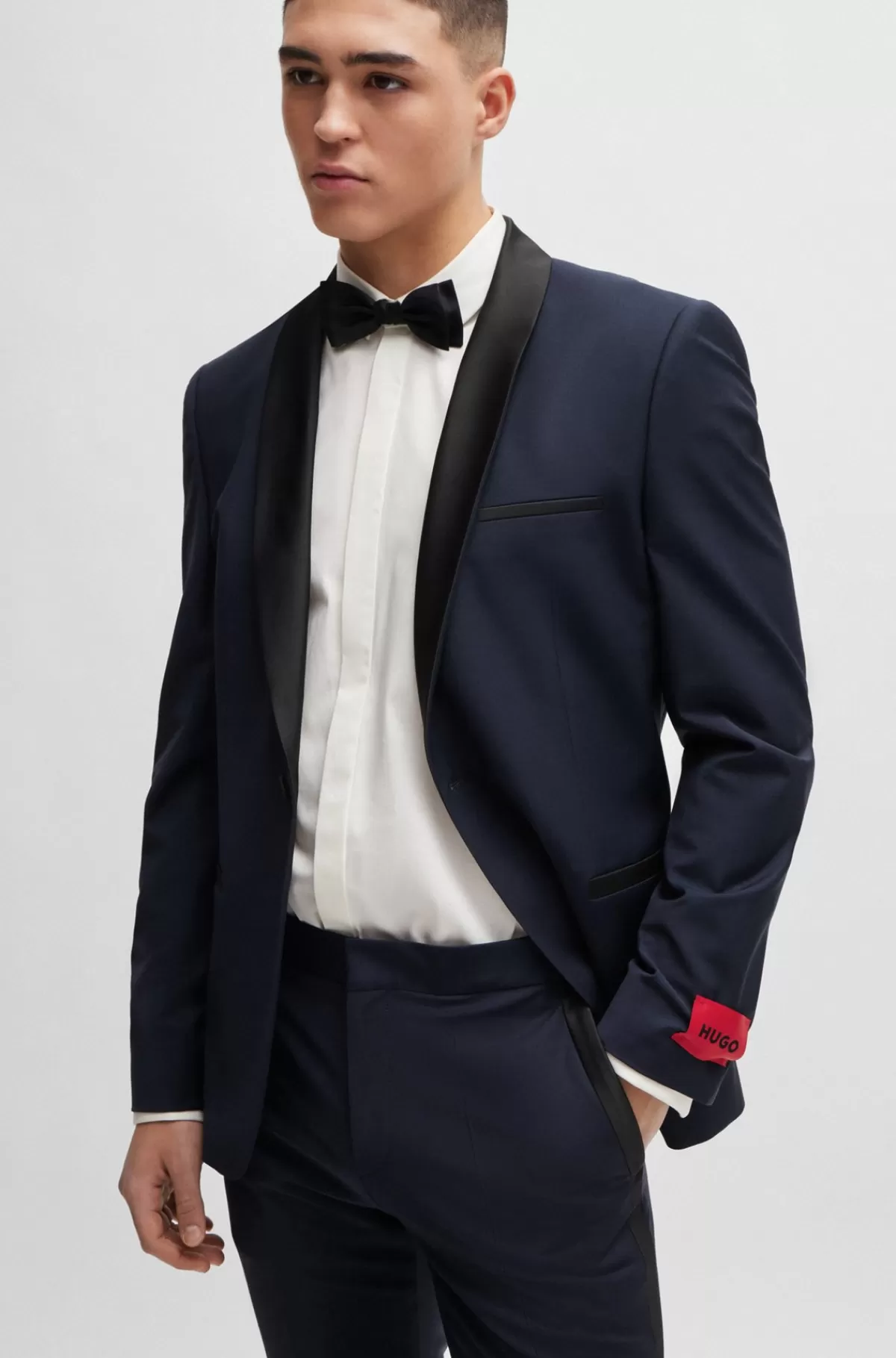 HUGO BOSS Bukser Med Extra Slim Fit I En Uldblanding Med Stræk Mørkeblå New
