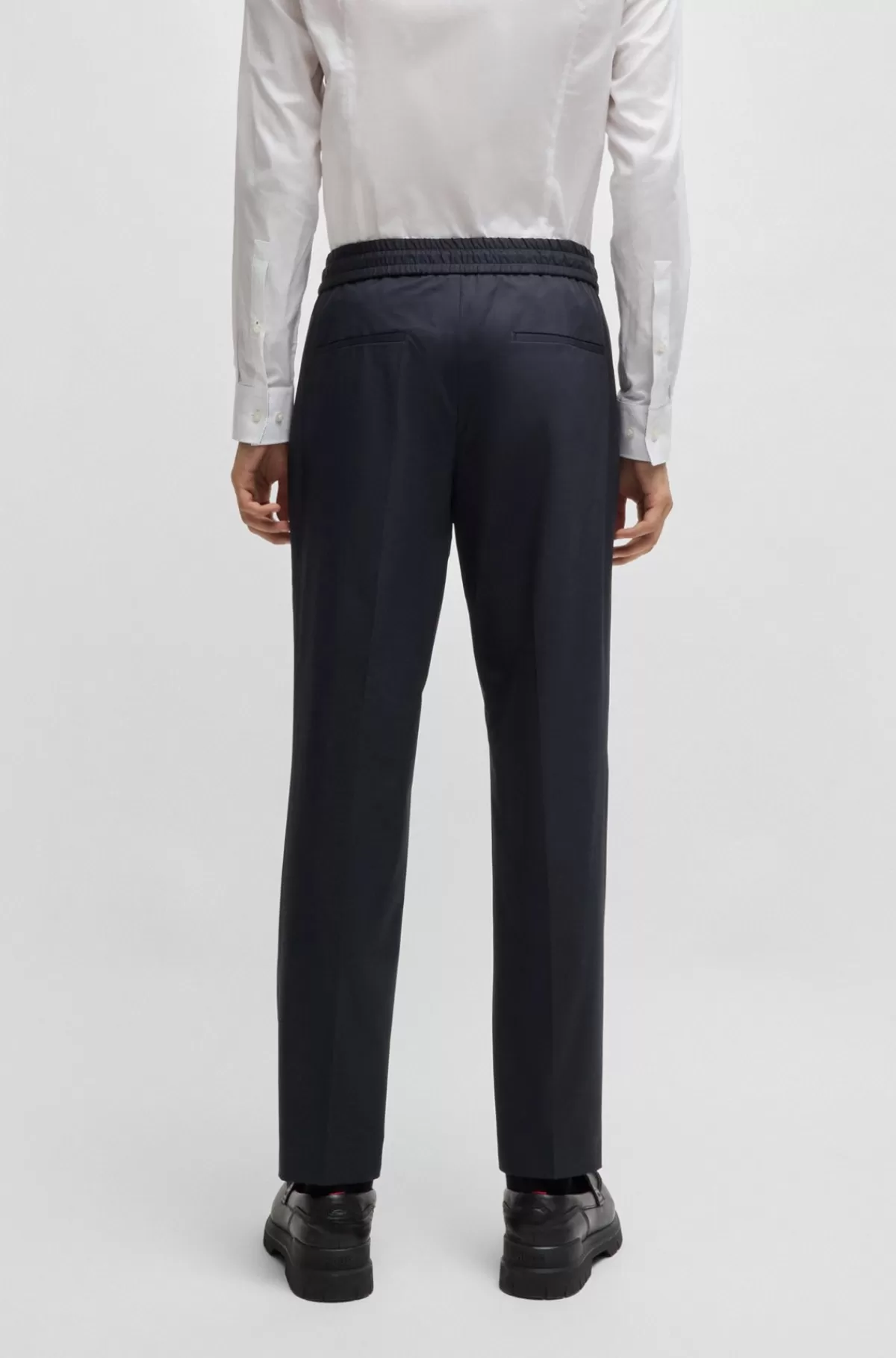 HUGO BOSS Bukser Med Extra Slim Fit I Vaskbar Bomuld Med Performance-stræk Mørkeblå Outlet
