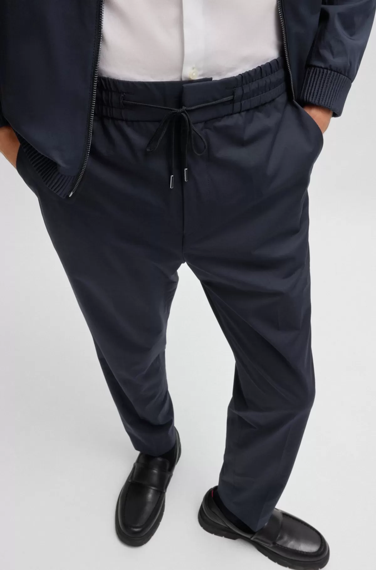 HUGO BOSS Bukser Med Extra Slim Fit I Vaskbar Bomuld Med Performance-stræk Mørkeblå Outlet