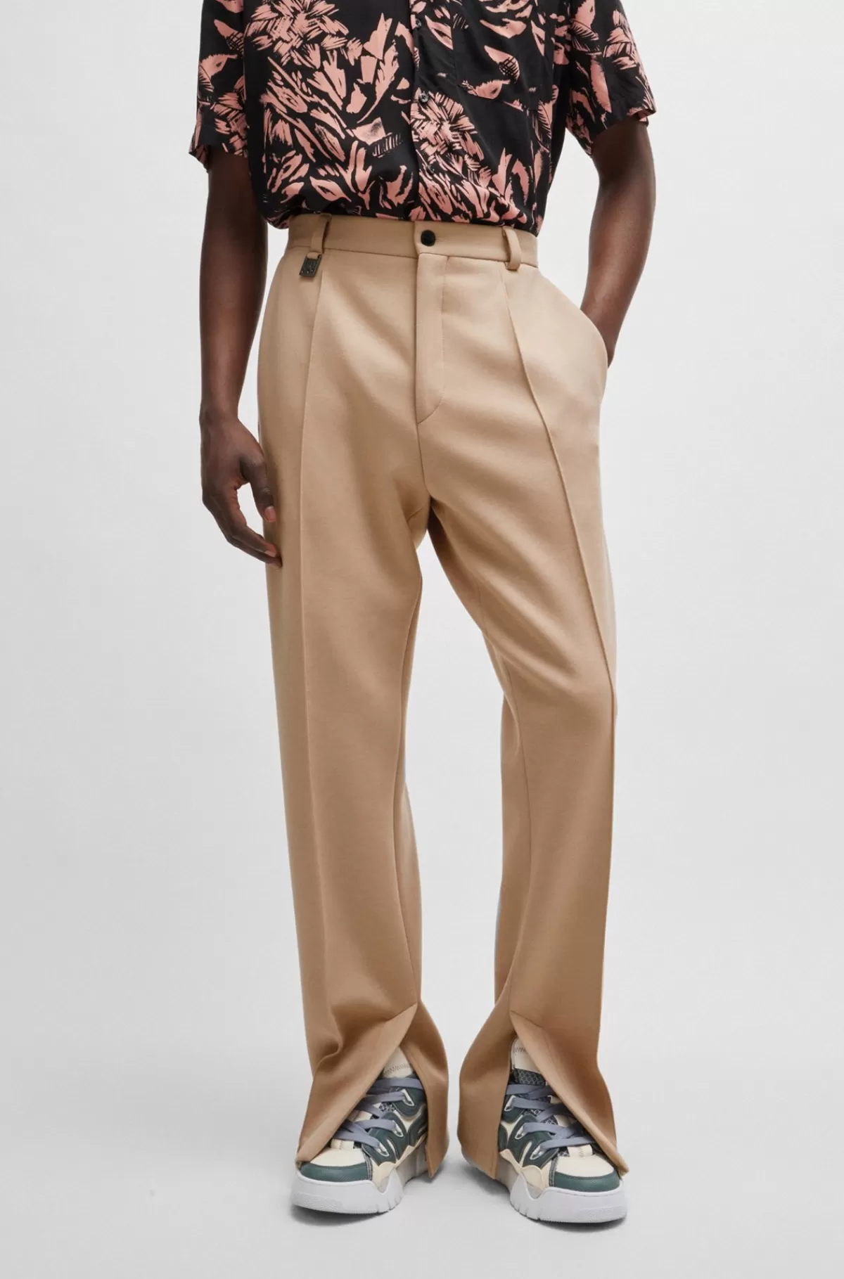 HUGO BOSS Bukser Med Moderne Fit I Jersey Med Performance-stræk Beige Store