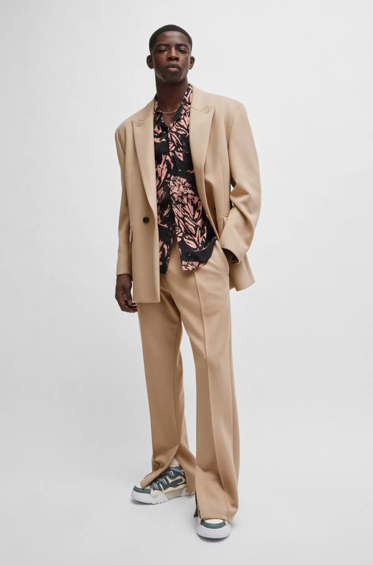 HUGO BOSS Bukser Med Moderne Fit I Jersey Med Performance-stræk Beige Store