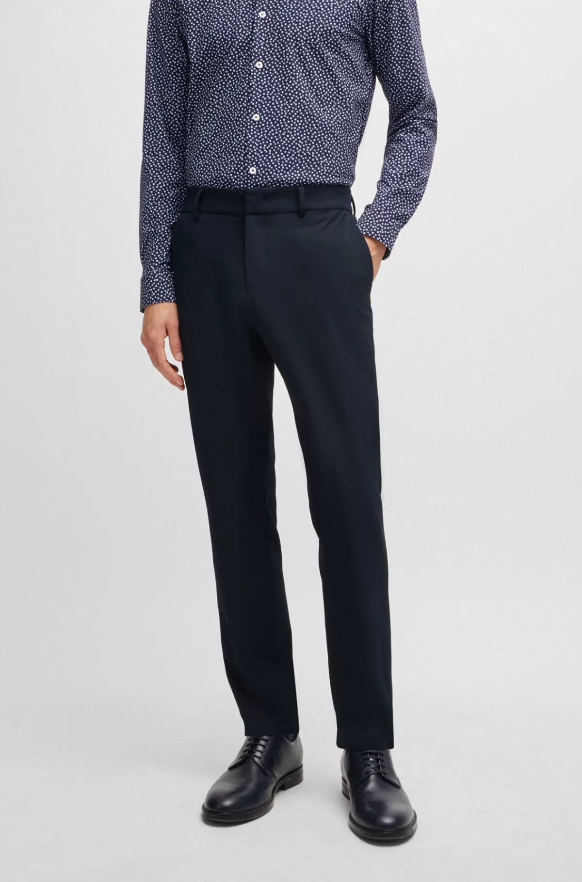 HUGO BOSS Bukser Med Moderne Fit I Krølresistent Performance-stof Med Stræk Mørkeblå Fashion