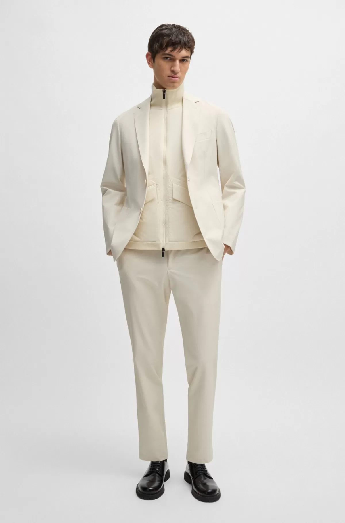 HUGO BOSS Bukser Med Moderne Fit I Krølresistent Performance-stof Med Stræk Hvid Online