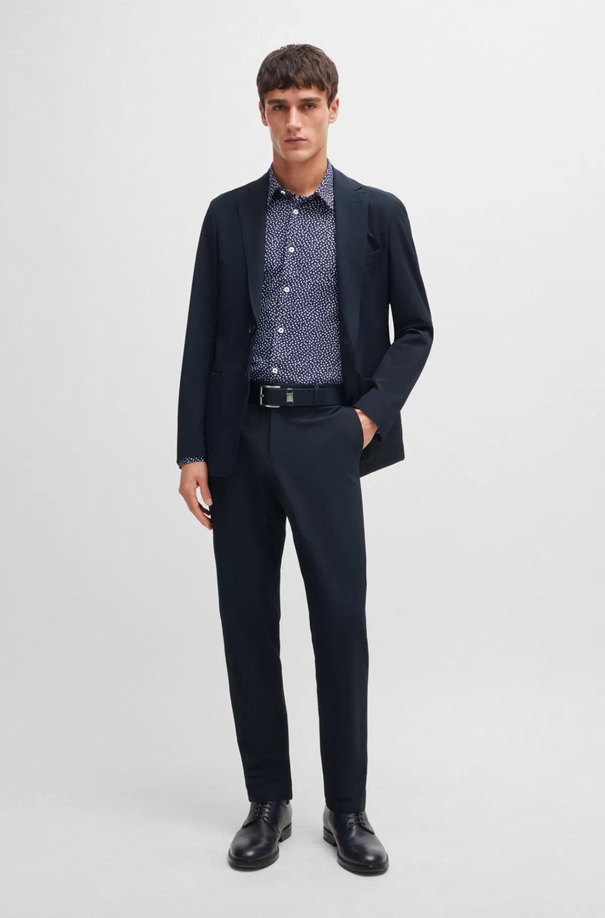 HUGO BOSS Bukser Med Moderne Fit I Krølresistent Performance-stof Med Stræk Mørkeblå Fashion