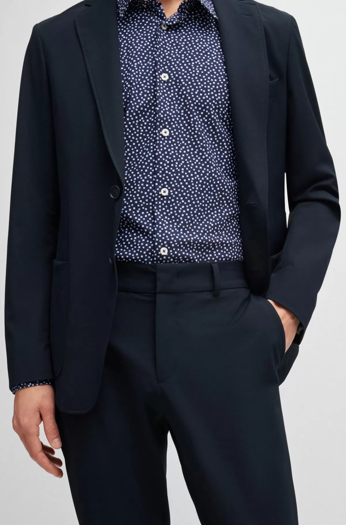 HUGO BOSS Bukser Med Moderne Fit I Krølresistent Performance-stof Med Stræk Mørkeblå Fashion