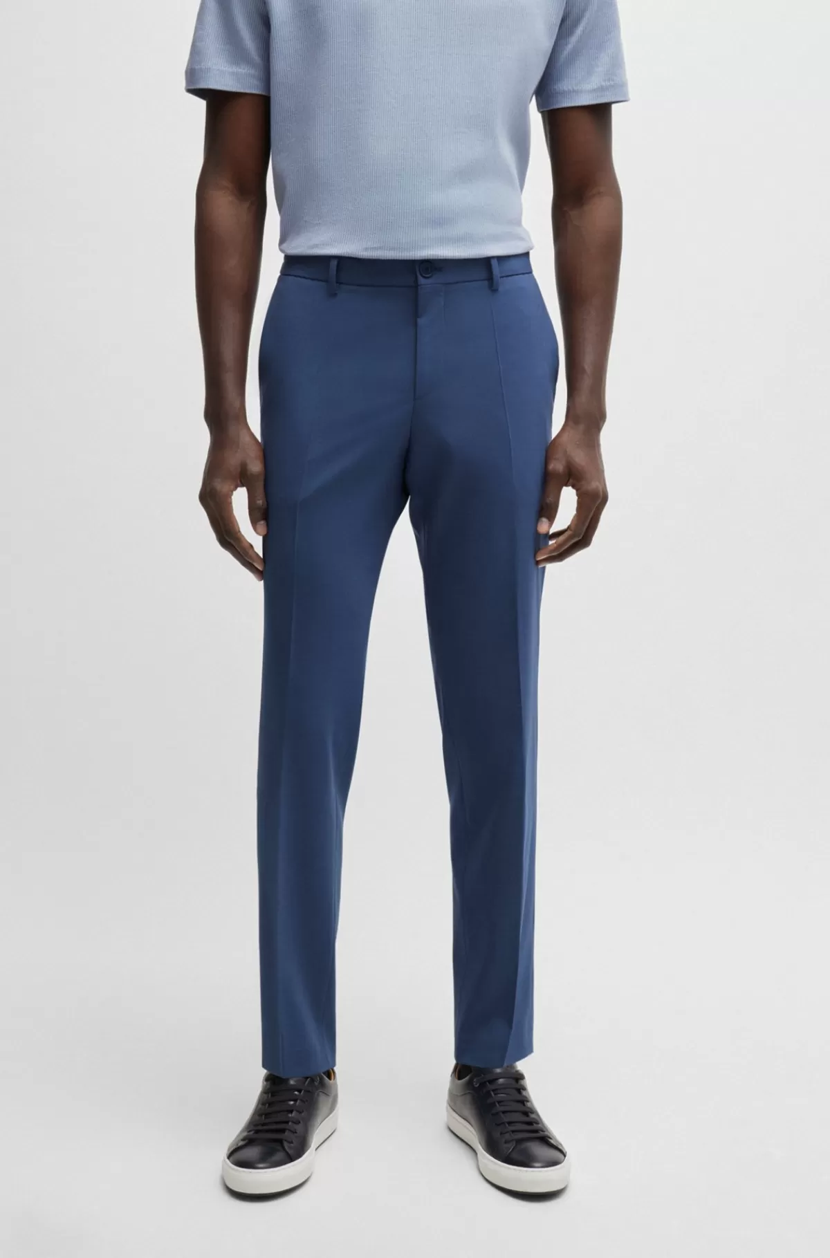 HUGO BOSS Bukser Med Moderne Fit I Performance-stof Af Uldblanding Med Stræk Blå Online