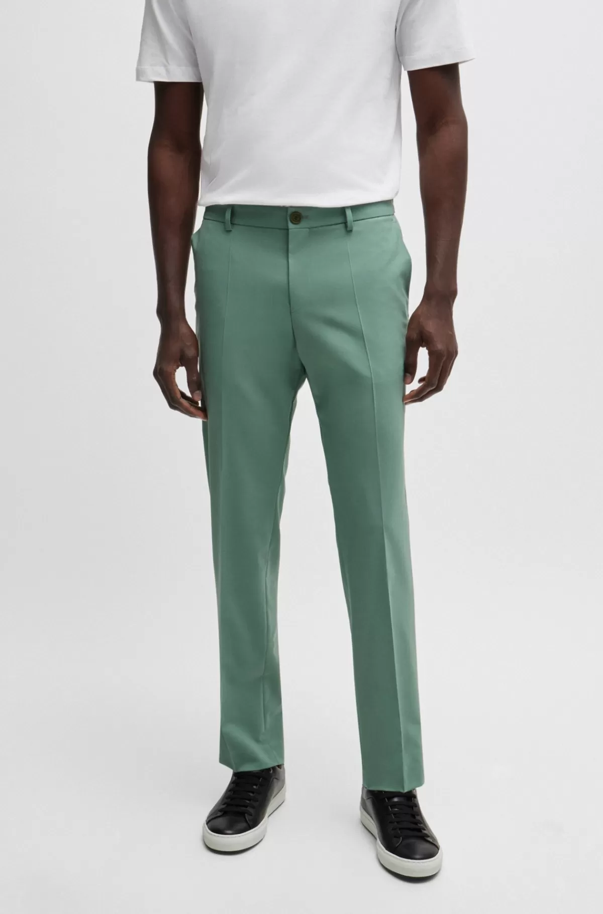 HUGO BOSS Bukser Med Moderne Fit I Performance-stof Af Uldblanding Med Stræk Lysegrøn Best