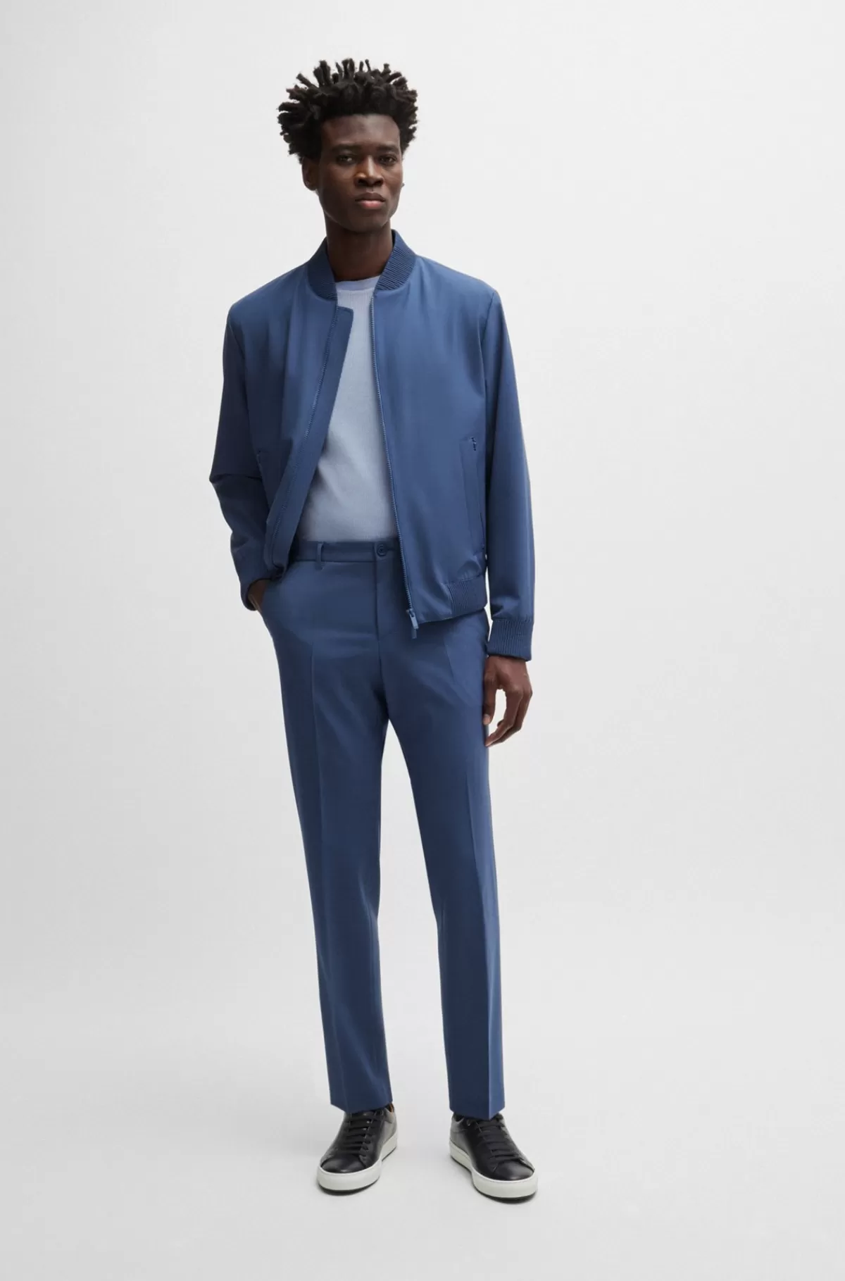 HUGO BOSS Bukser Med Moderne Fit I Performance-stof Af Uldblanding Med Stræk Blå Online
