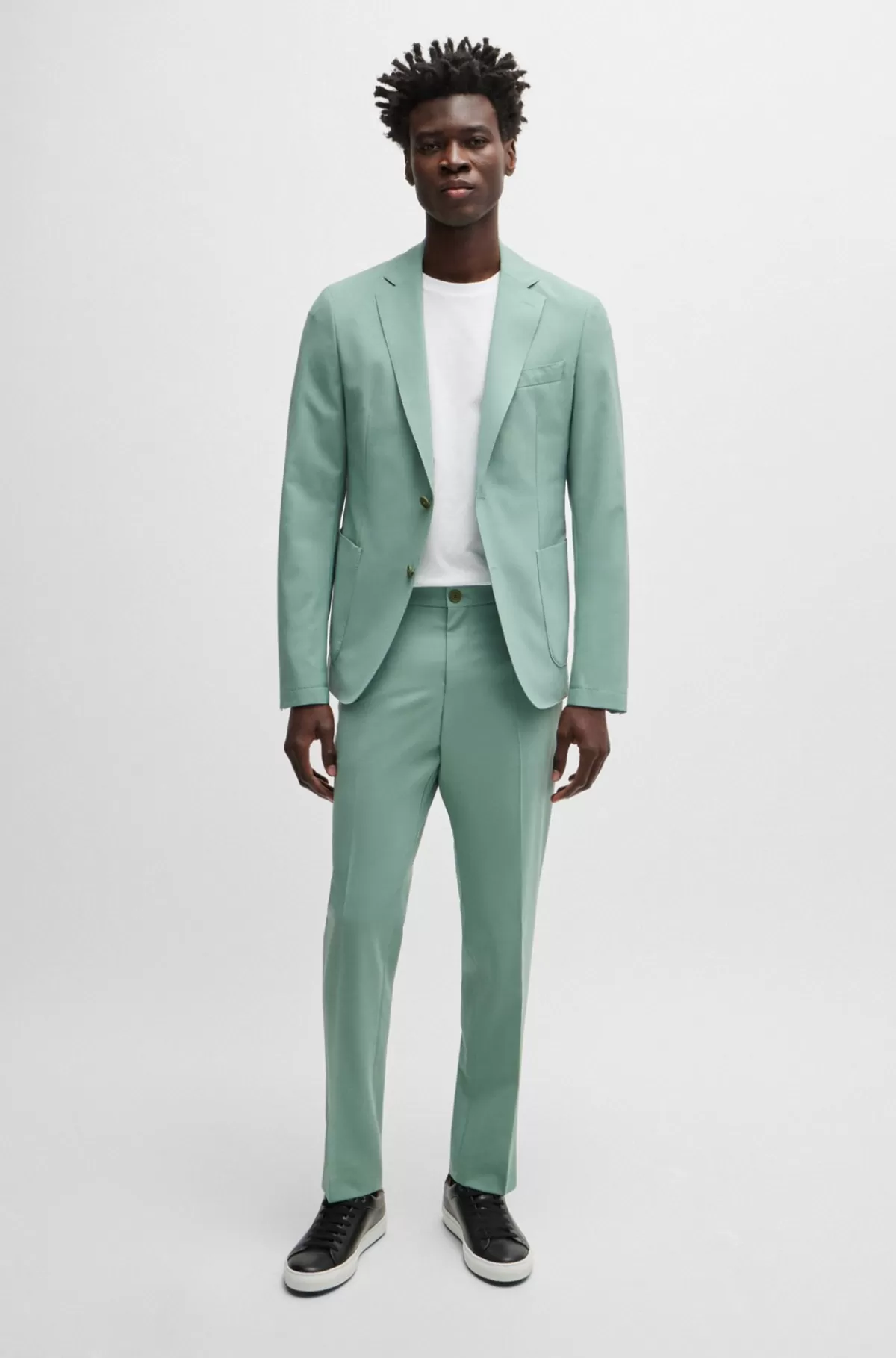 HUGO BOSS Bukser Med Moderne Fit I Performance-stof Af Uldblanding Med Stræk Lysegrøn Best