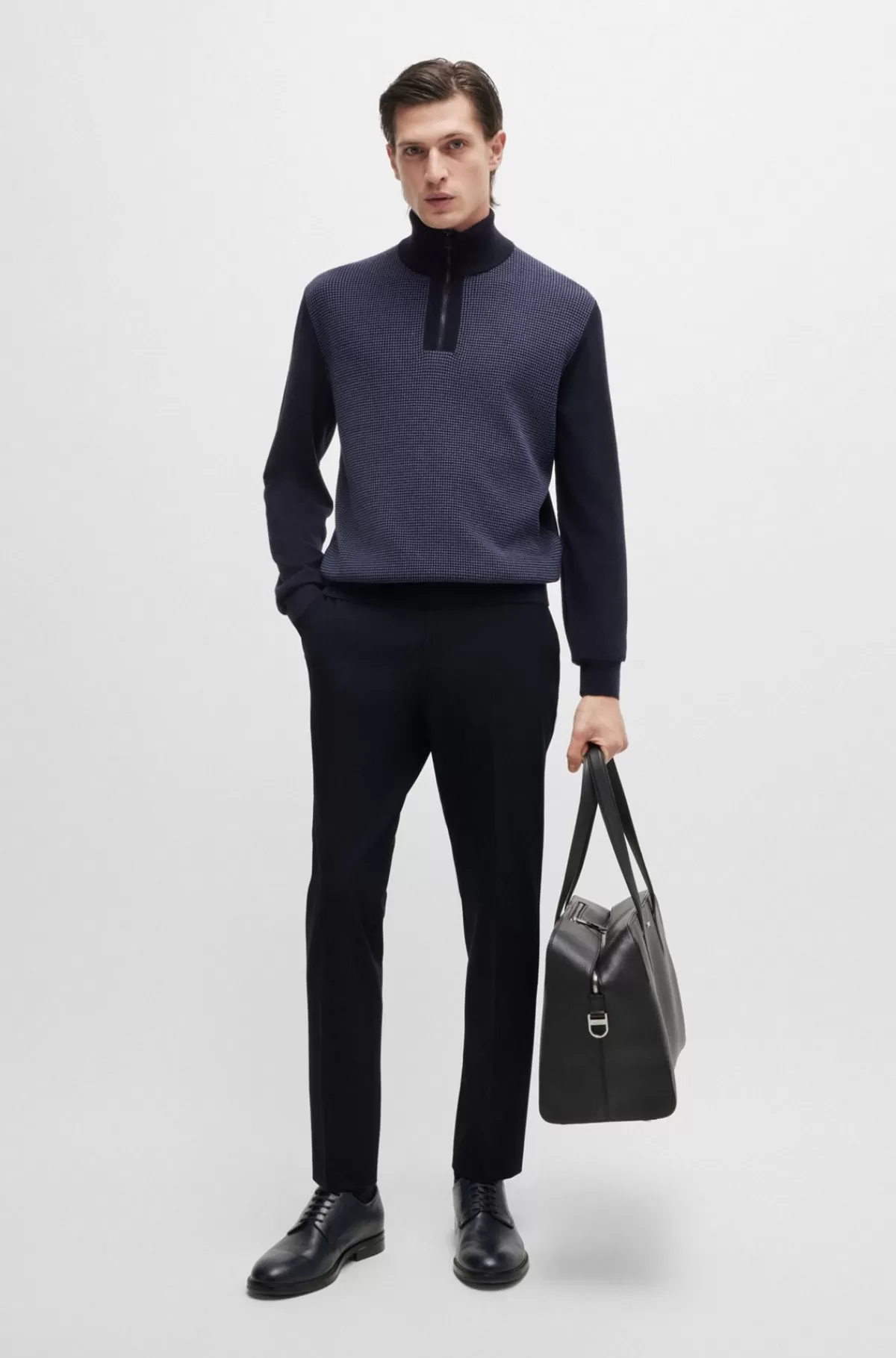 HUGO BOSS Bukser Med Moderne Fit I Performance-stof Af Uldblanding Med Stræk Mørkeblå Hot