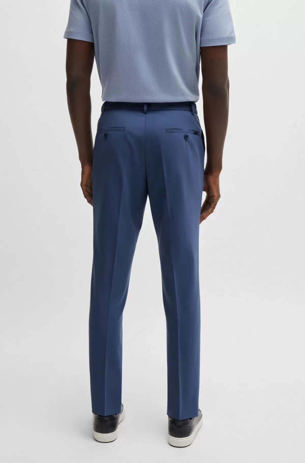 HUGO BOSS Bukser Med Moderne Fit I Performance-stof Af Uldblanding Med Stræk Blå Online
