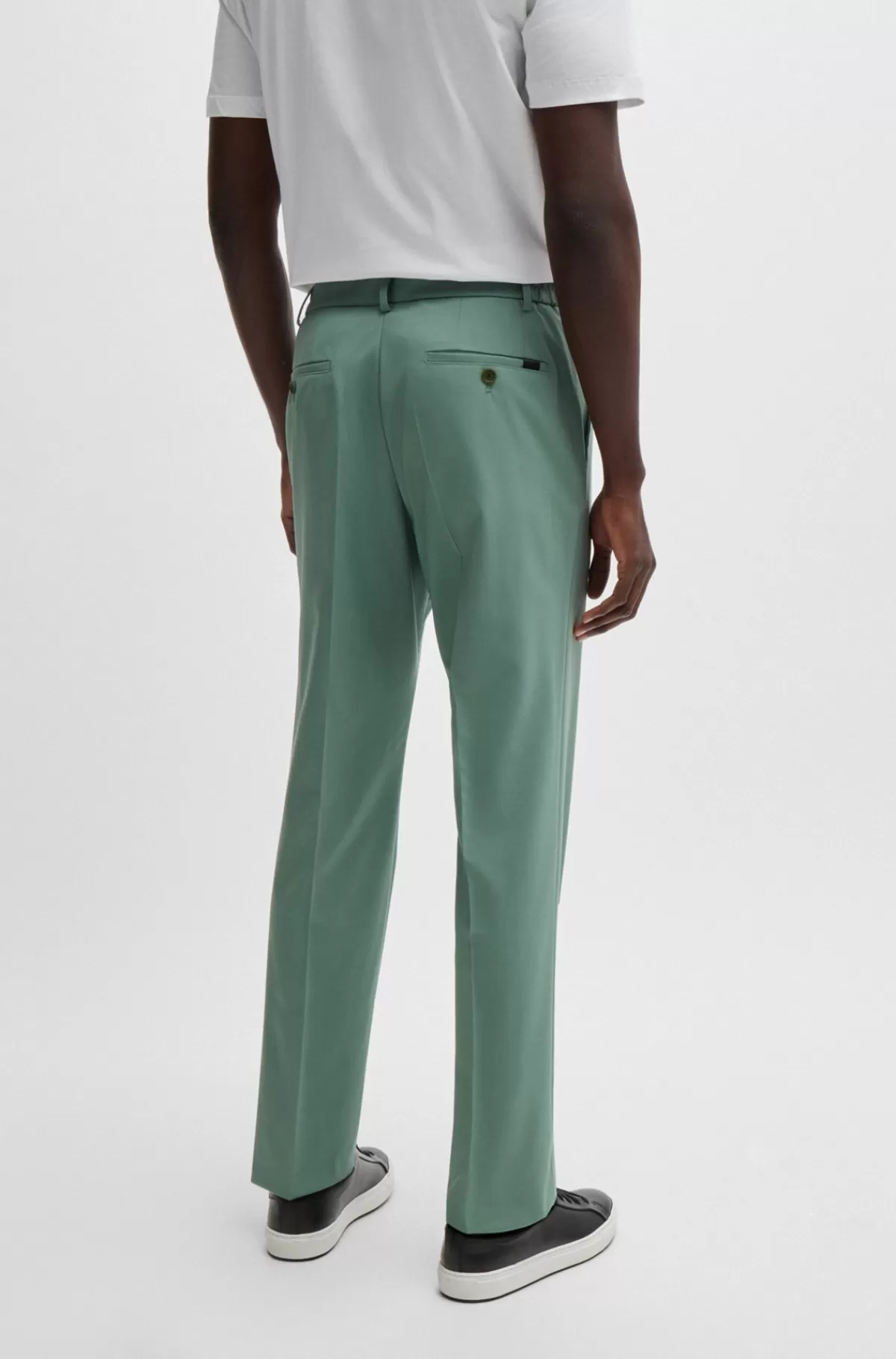 HUGO BOSS Bukser Med Moderne Fit I Performance-stof Af Uldblanding Med Stræk Lysegrøn Best