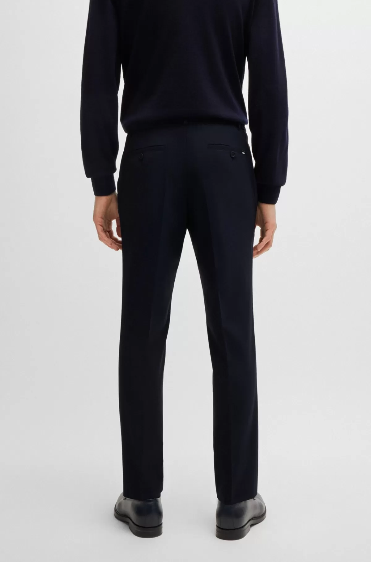 HUGO BOSS Bukser Med Moderne Fit I Performance-stof Af Uldblanding Med Stræk Mørkeblå Hot