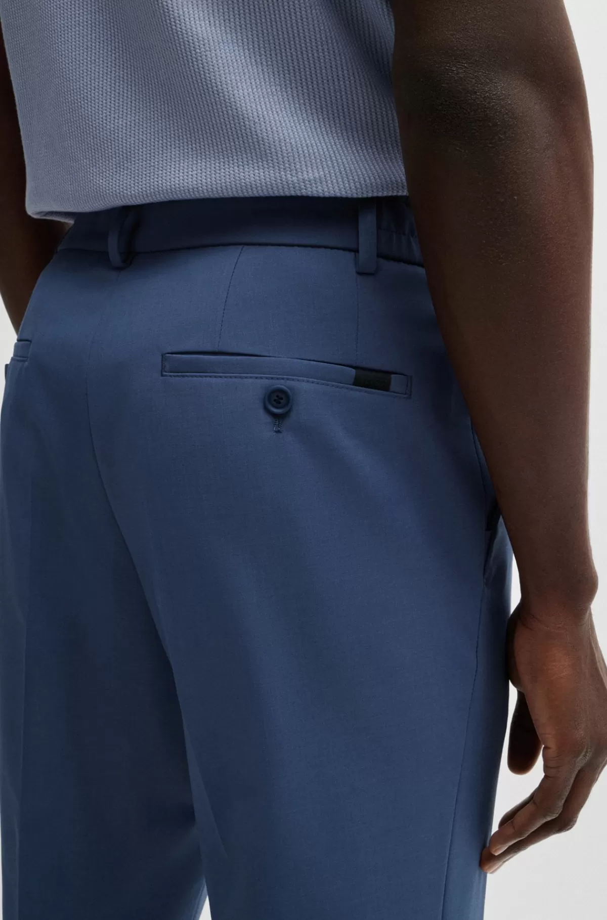 HUGO BOSS Bukser Med Moderne Fit I Performance-stof Af Uldblanding Med Stræk Blå Online