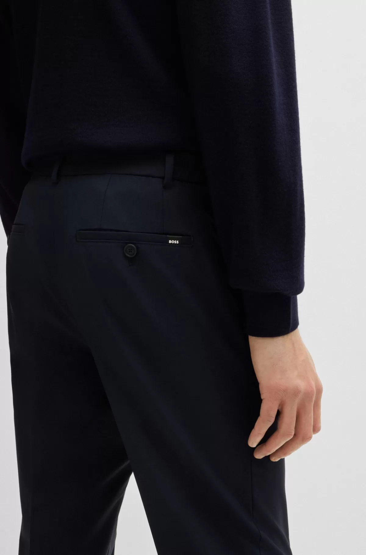 HUGO BOSS Bukser Med Moderne Fit I Performance-stof Af Uldblanding Med Stræk Mørkeblå Hot